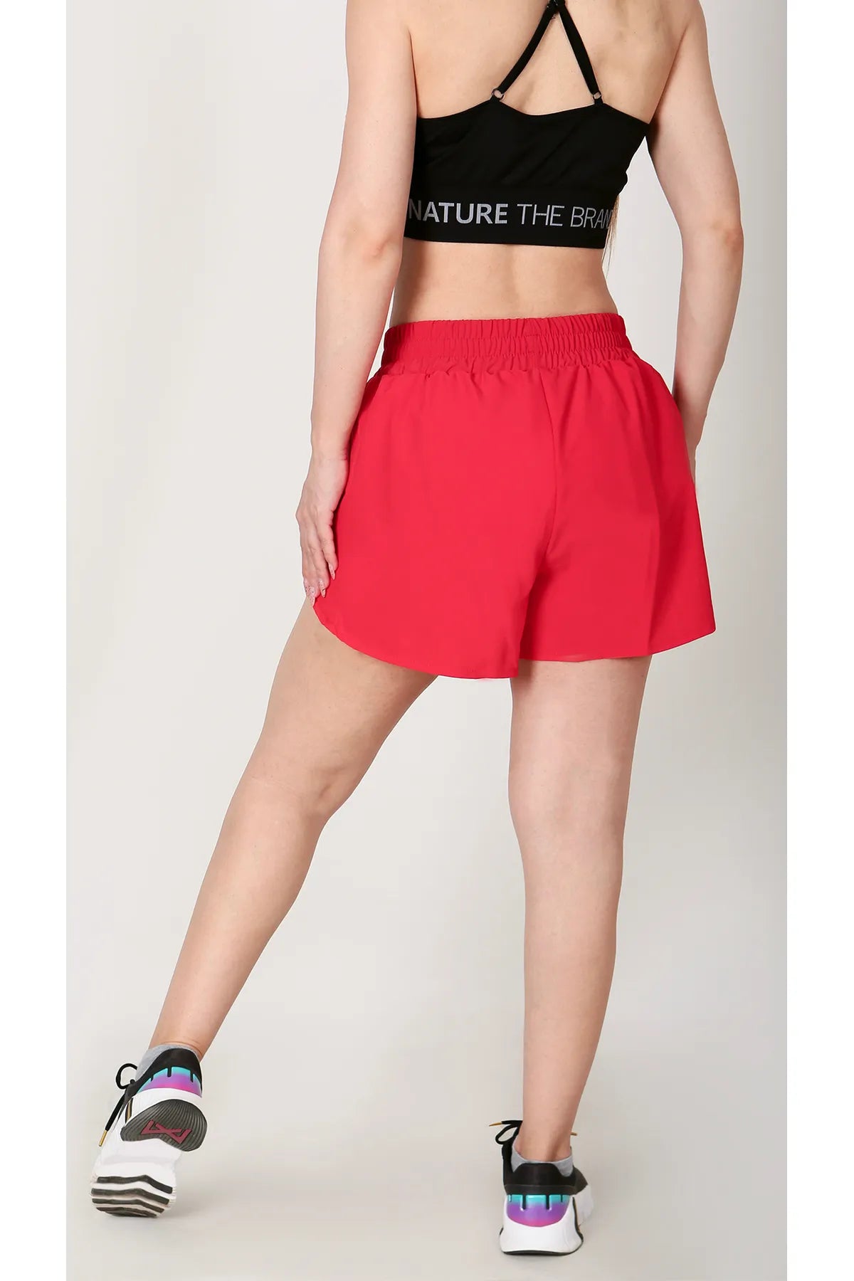 Double Breasted Layered Tight Sports Shorts - Hidden Pocket Detail