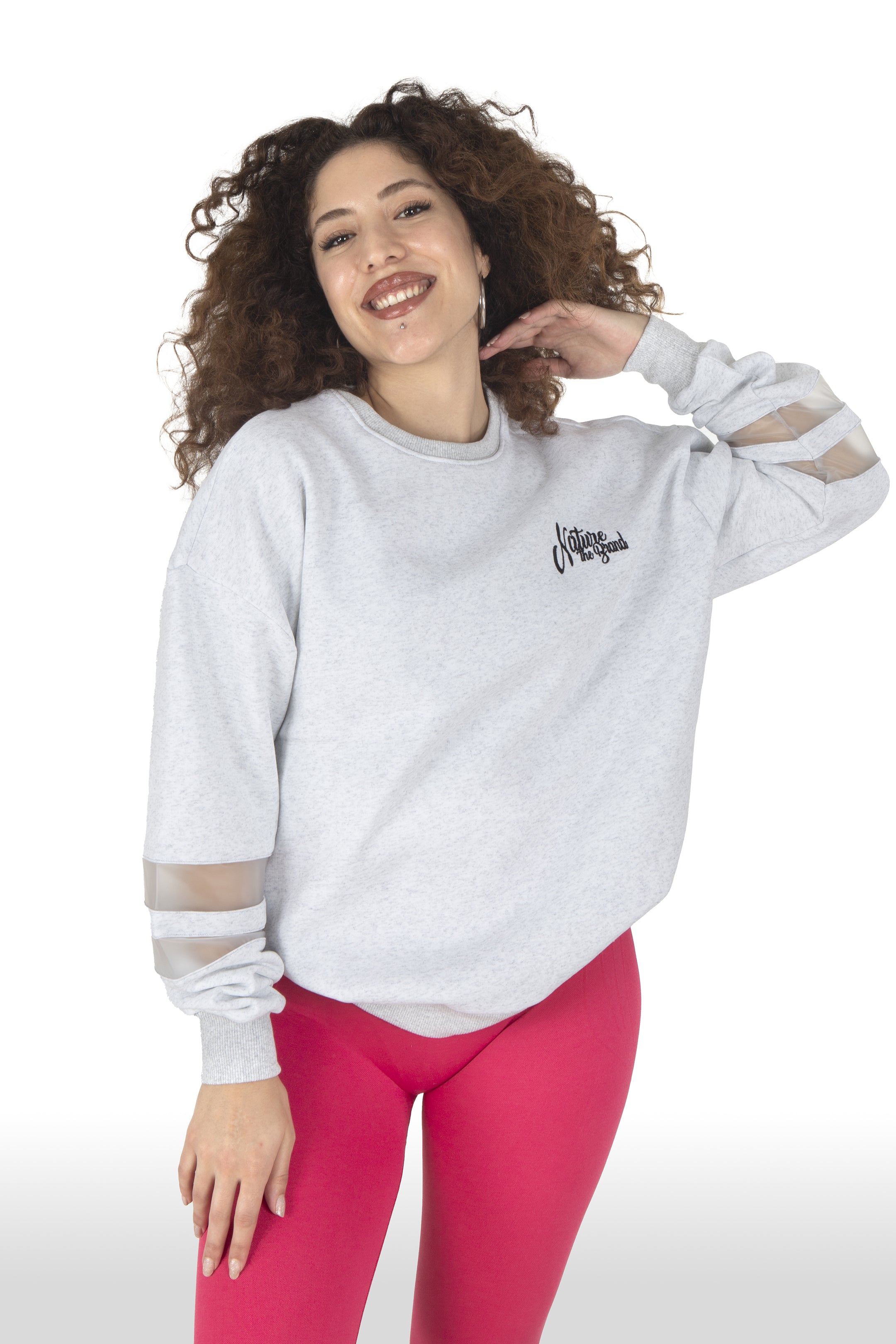 NTB Woman PVC Panel Oversize Sweatshirt Gray