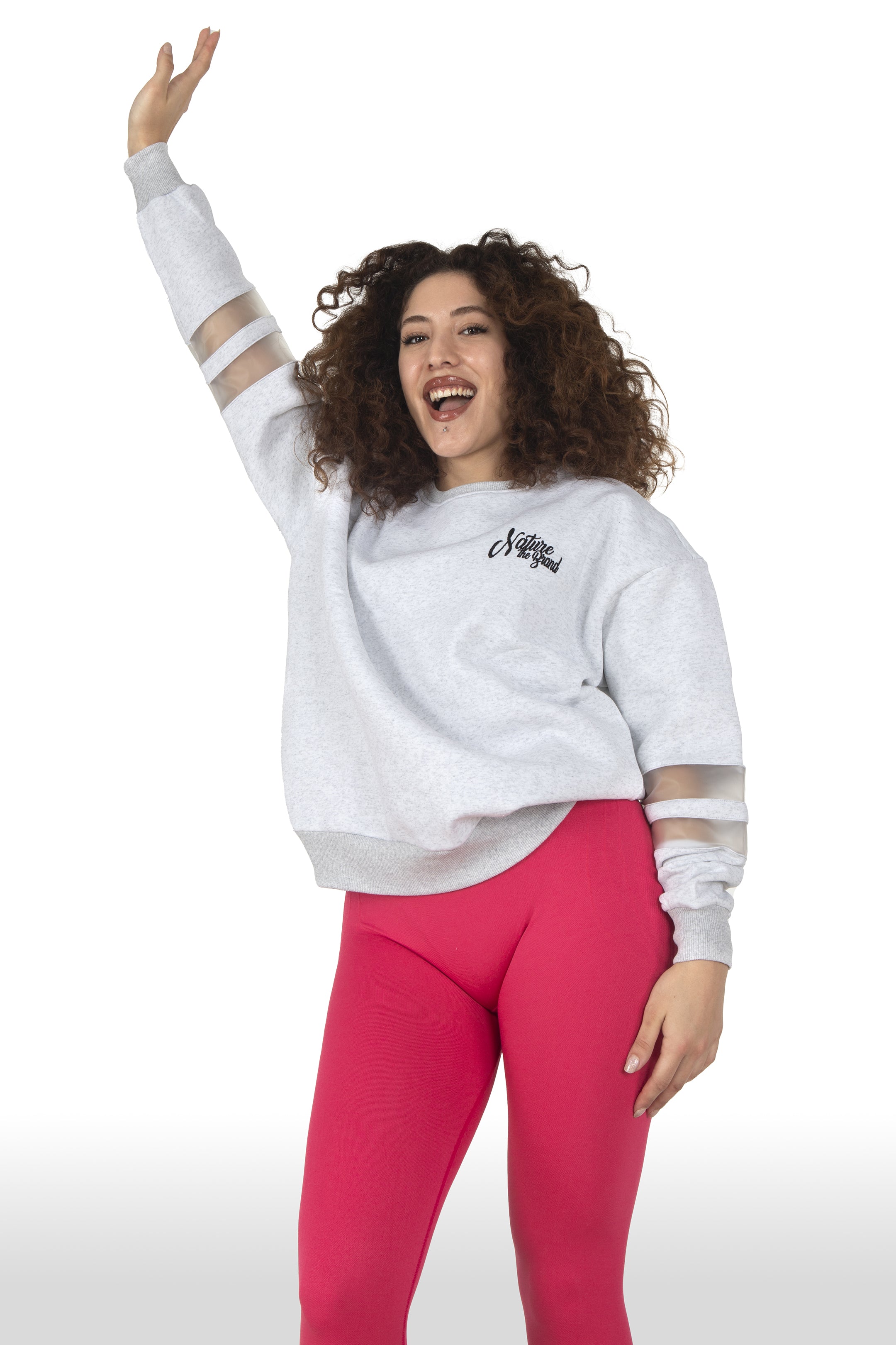 NTB Woman PVC Panel Oversize Sweatshirt Gray