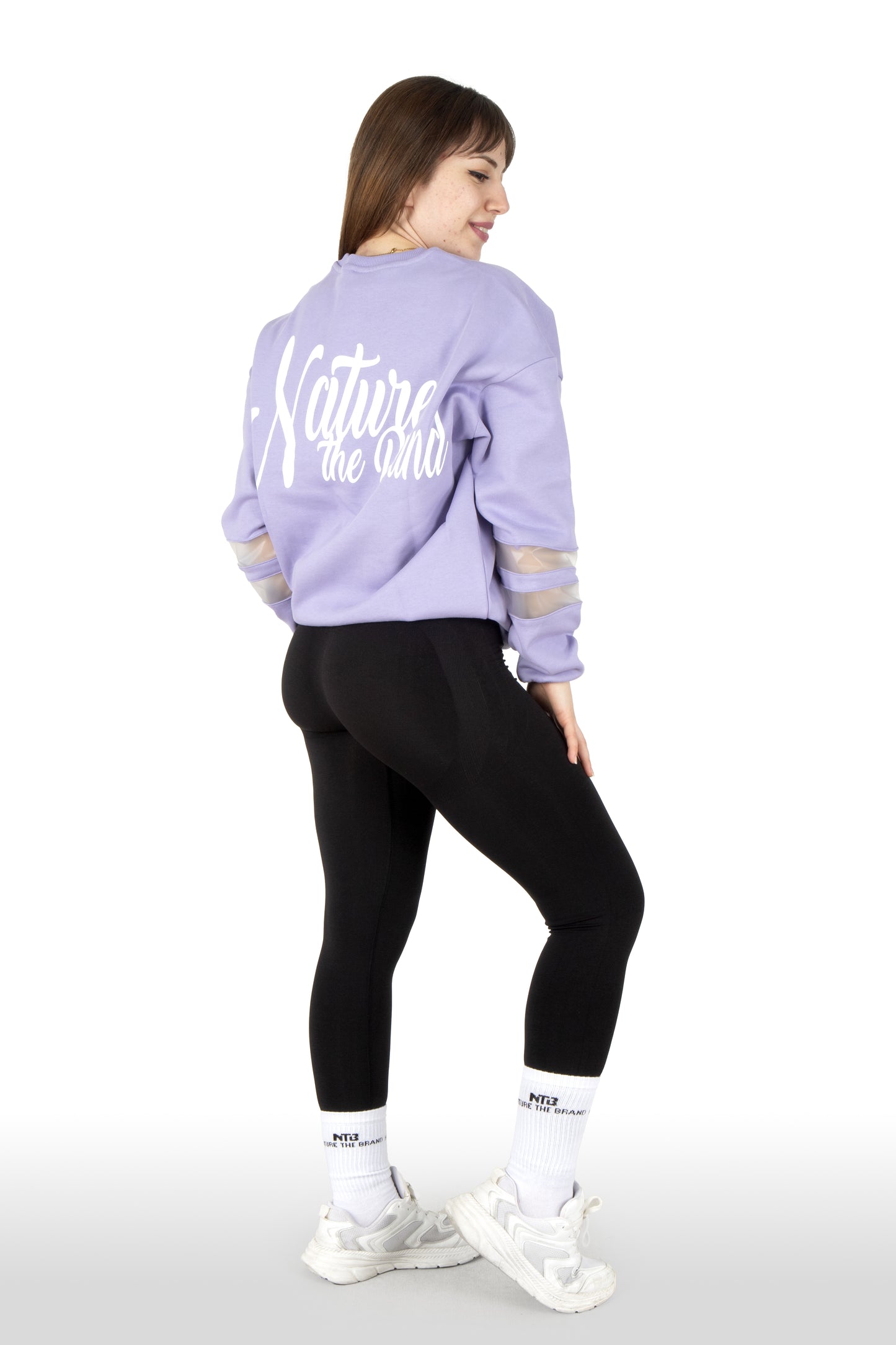 NTB Woman PVC Panel Oversize Sweatshirt Lavender