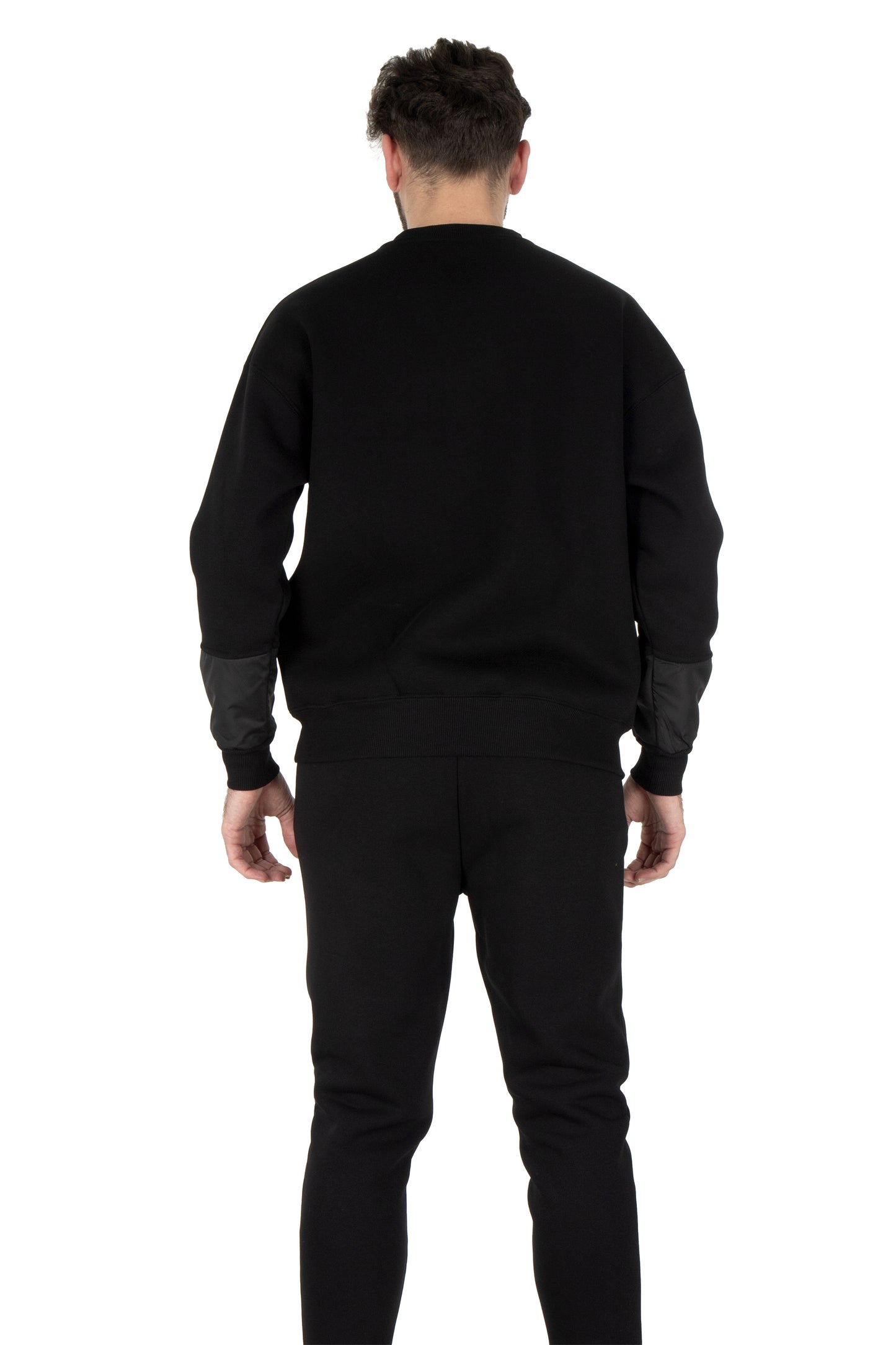 NTB Siyah Oversize Sweatshirt Şardonlu PVC Kol Detaylı