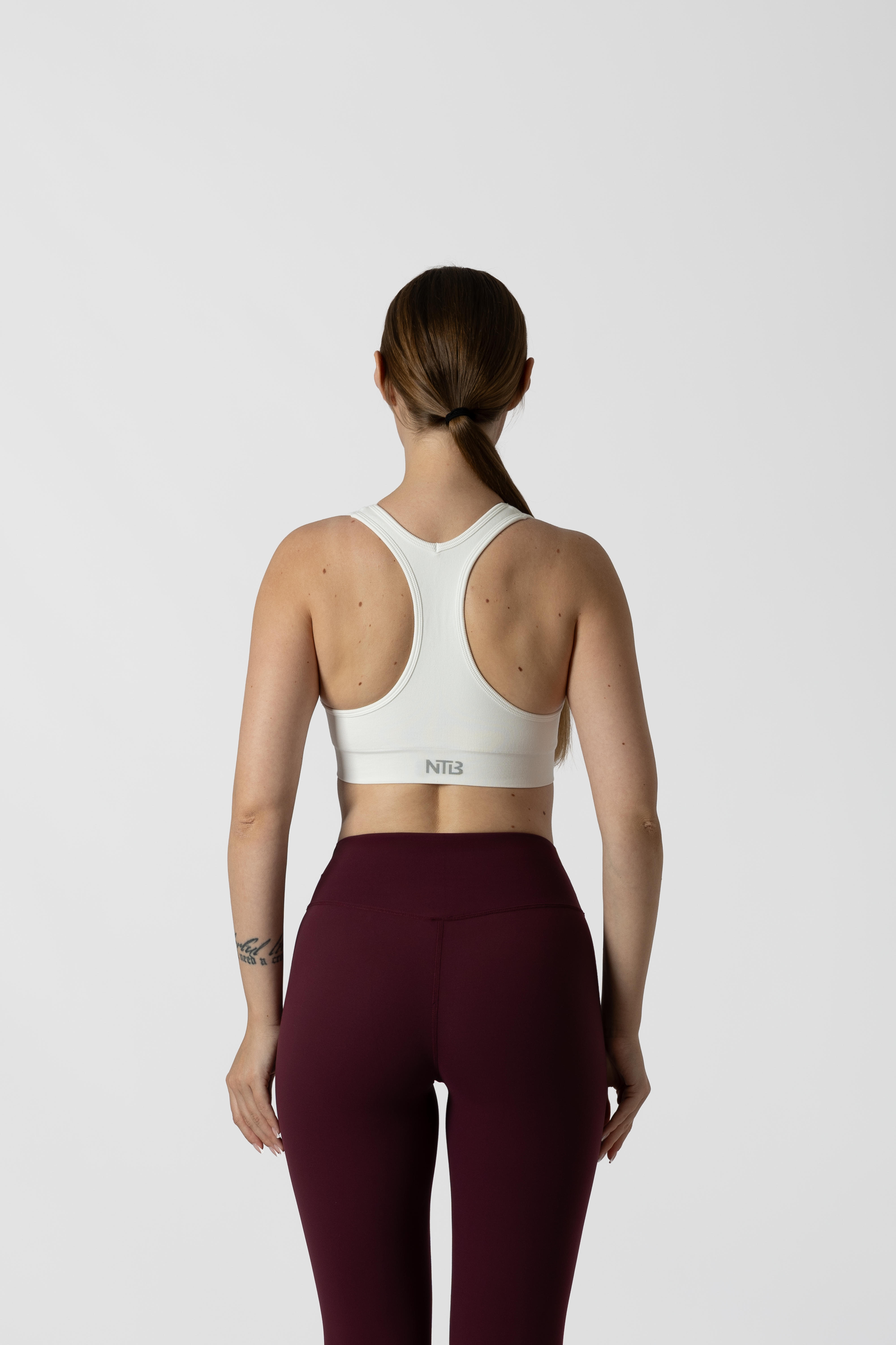Ribbed Racer Back Bra White