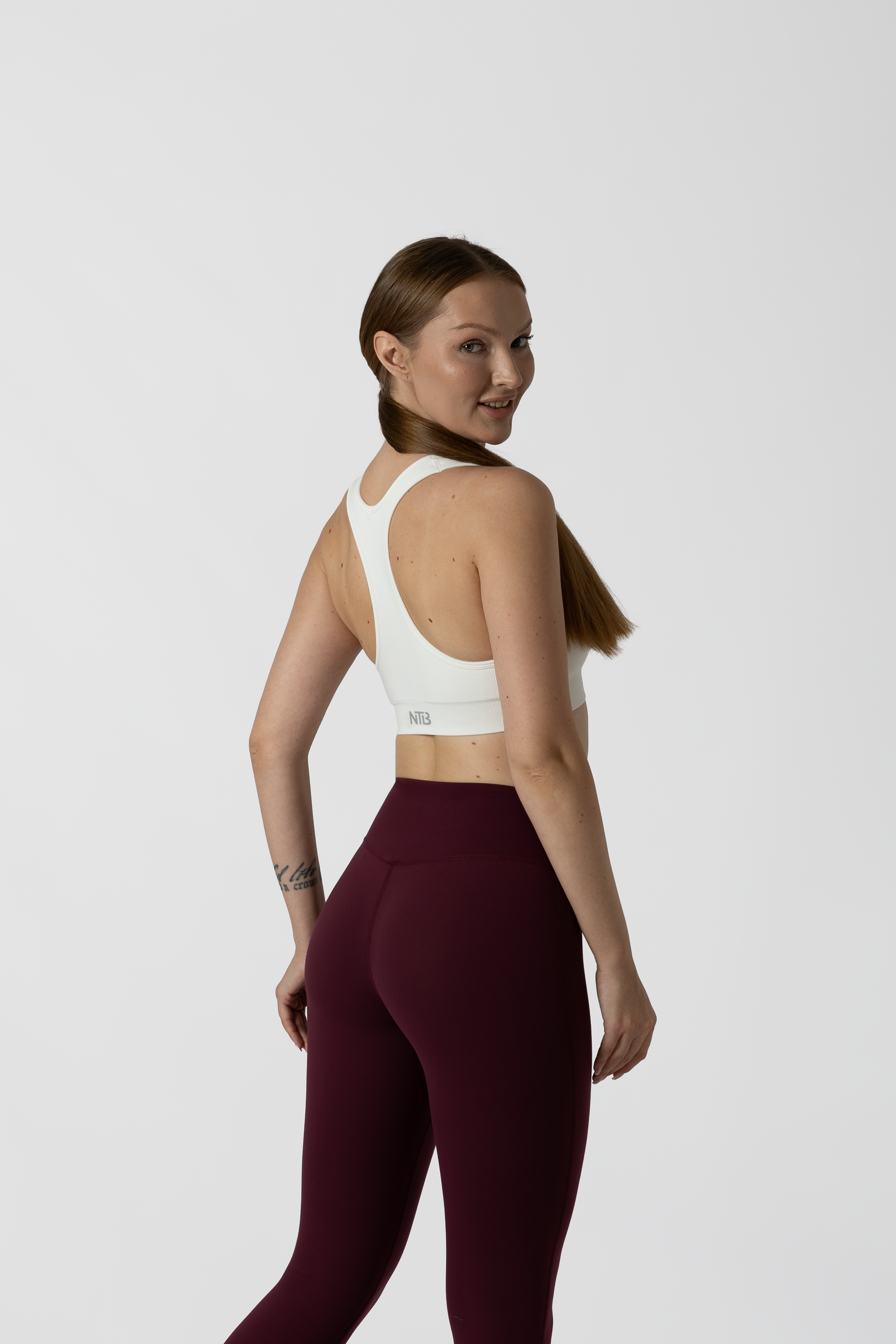 Ribbed Racer Back Bra White