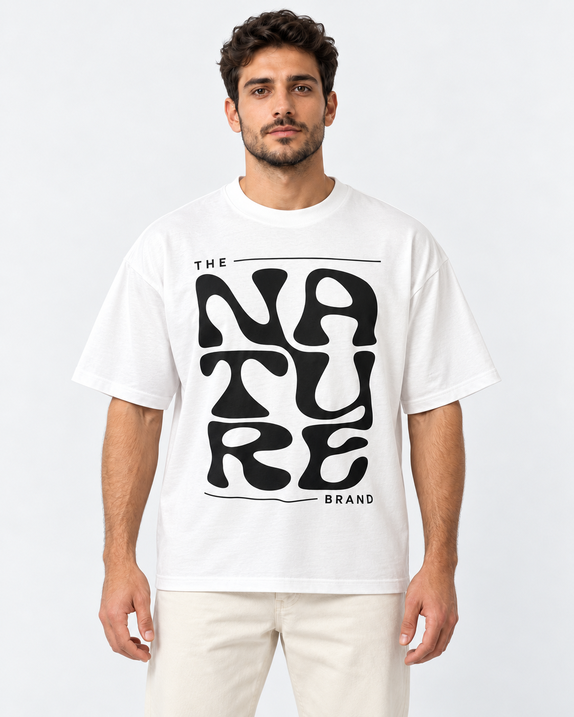 Baskılı Beyaz Oversize Tişört