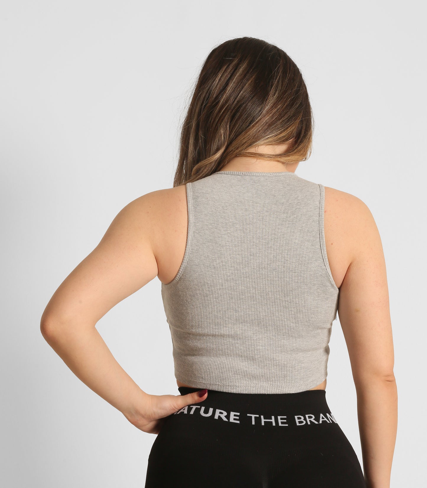 NTB Cleavage Ribbed Top Gray