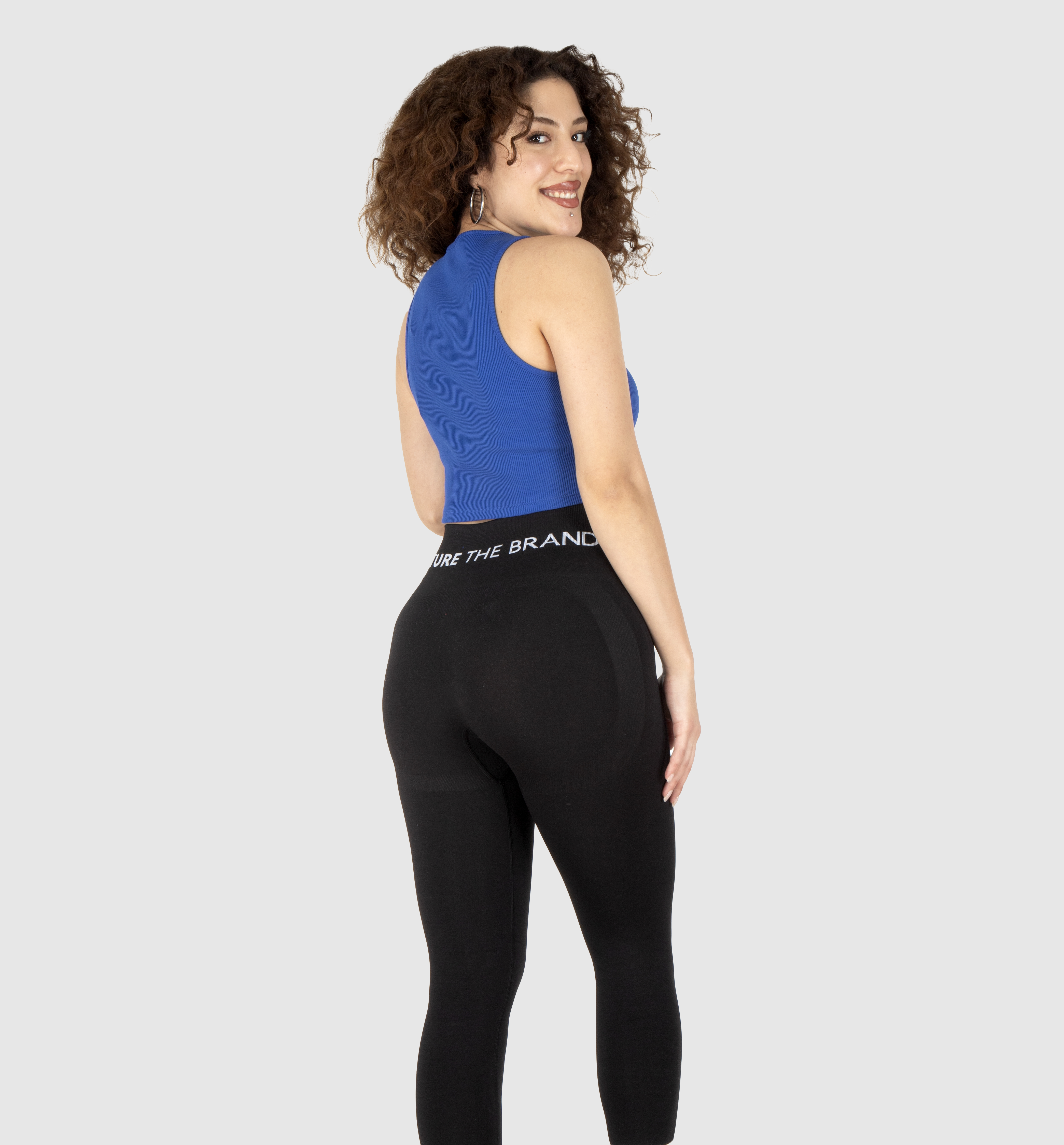 NTB Cleavage Ribbed Top Blue