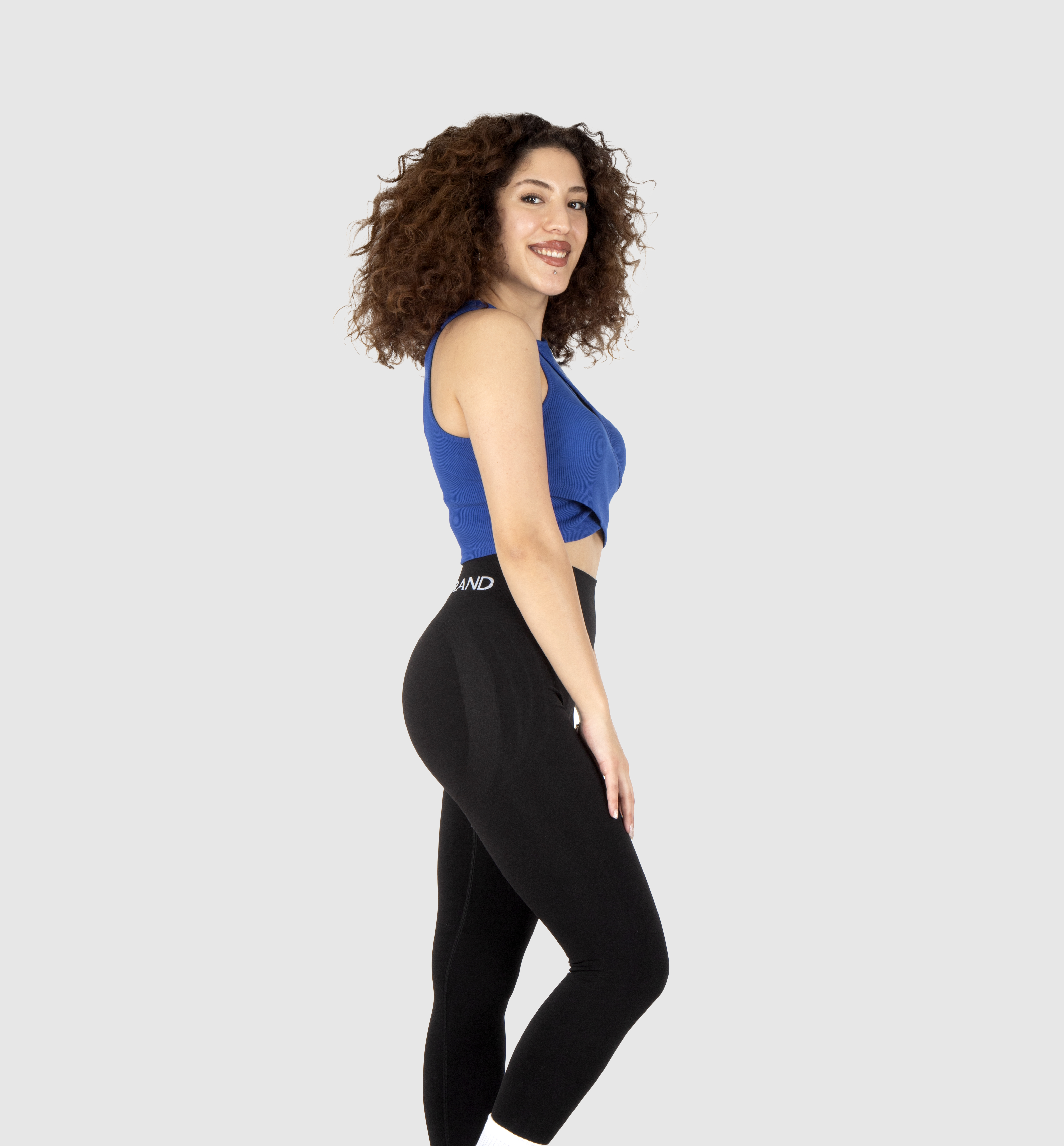 NTB Cleavage Ribbed Top Blue