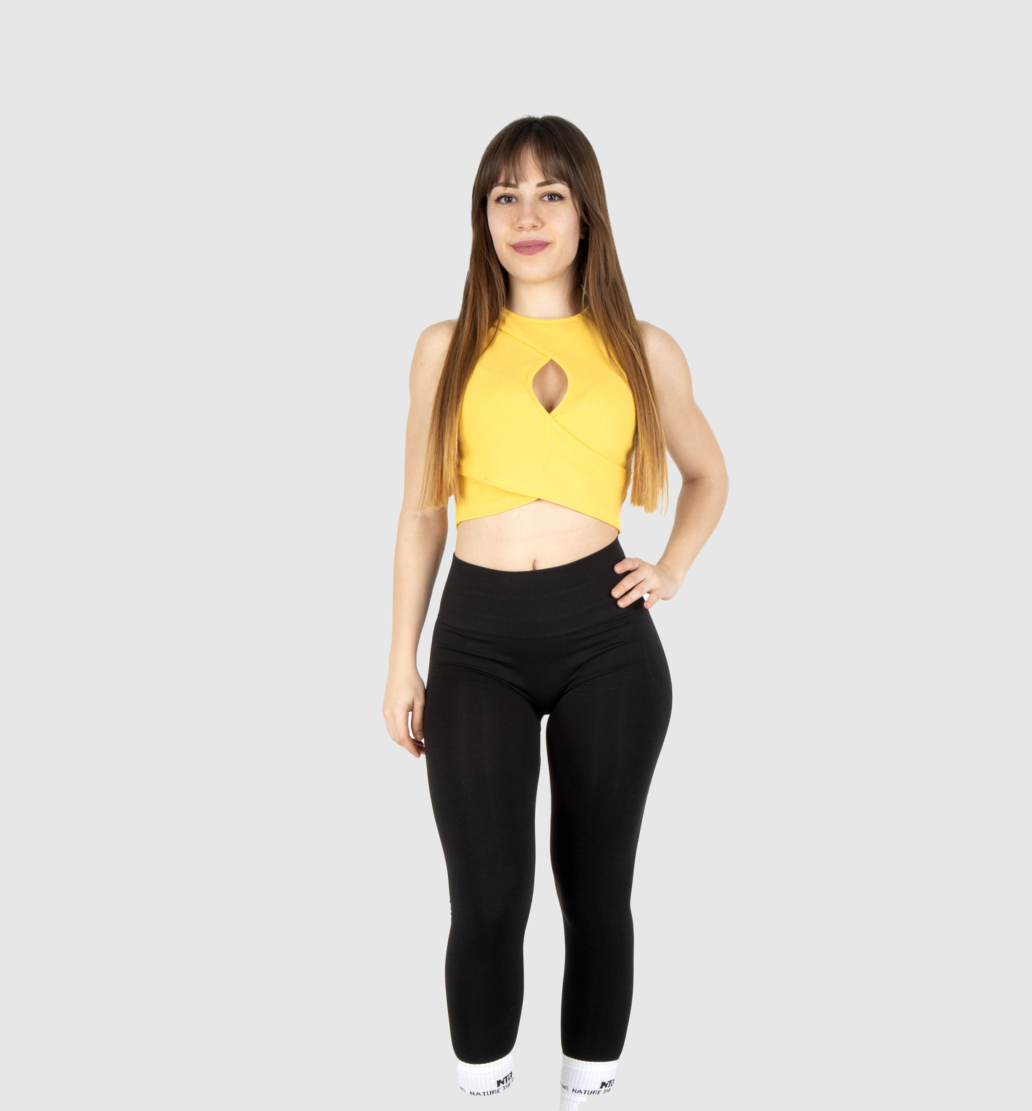 NTB Cleavage Ribbed Top Blue Yellow