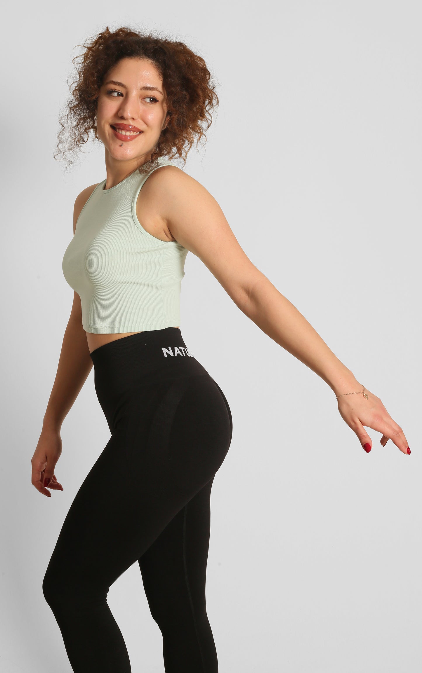 NTB Crop Ribbed Top Light Green