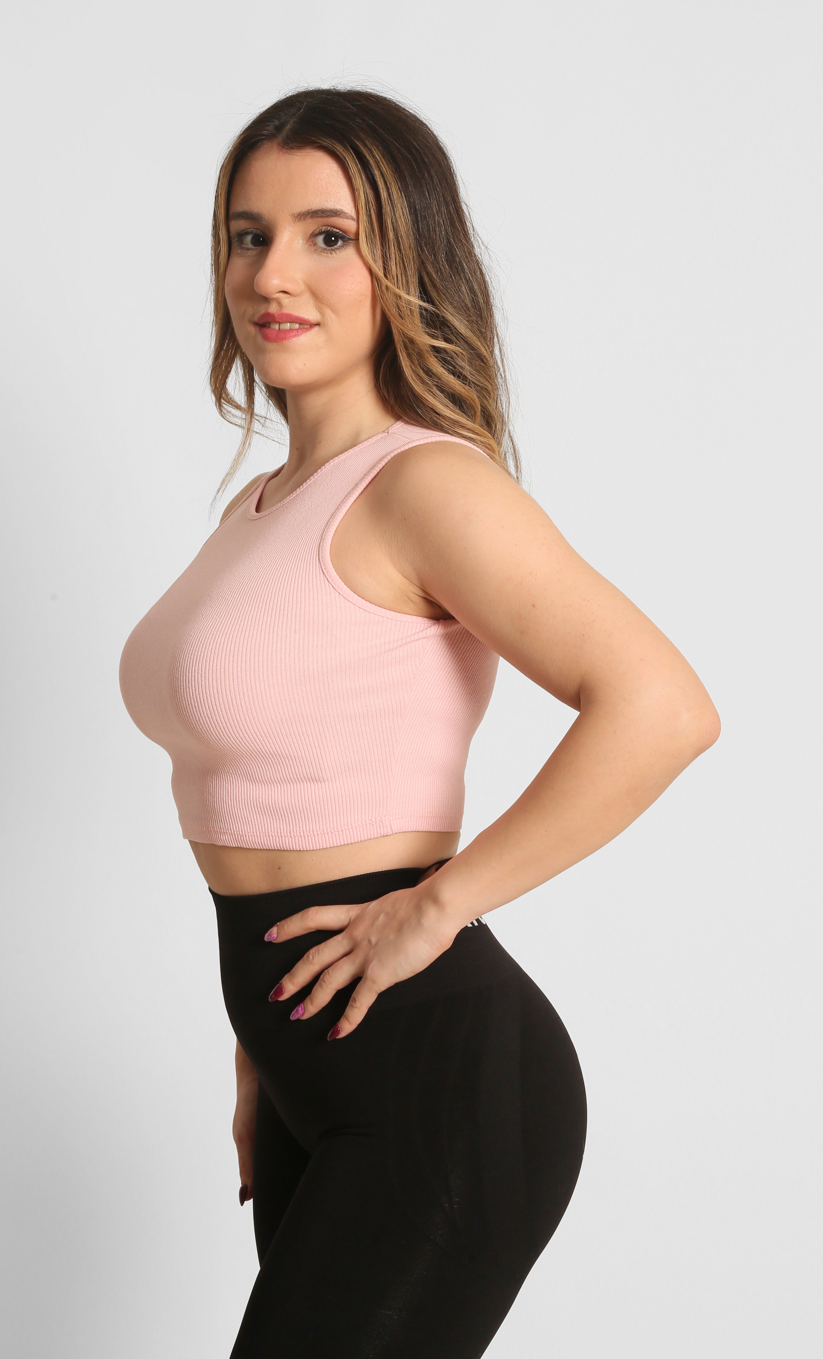 NTB Crop Ribbed Top Pink