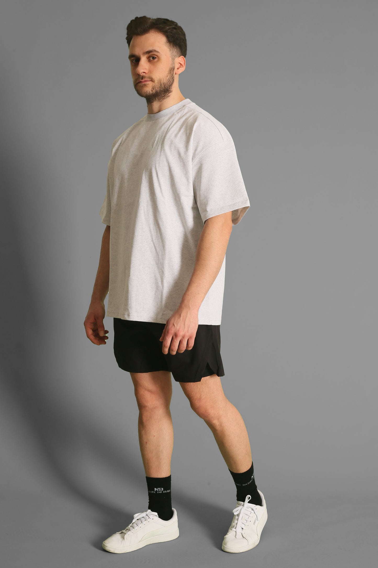 NTB Unisex Oversize T-Shirt Gray Melange Renk