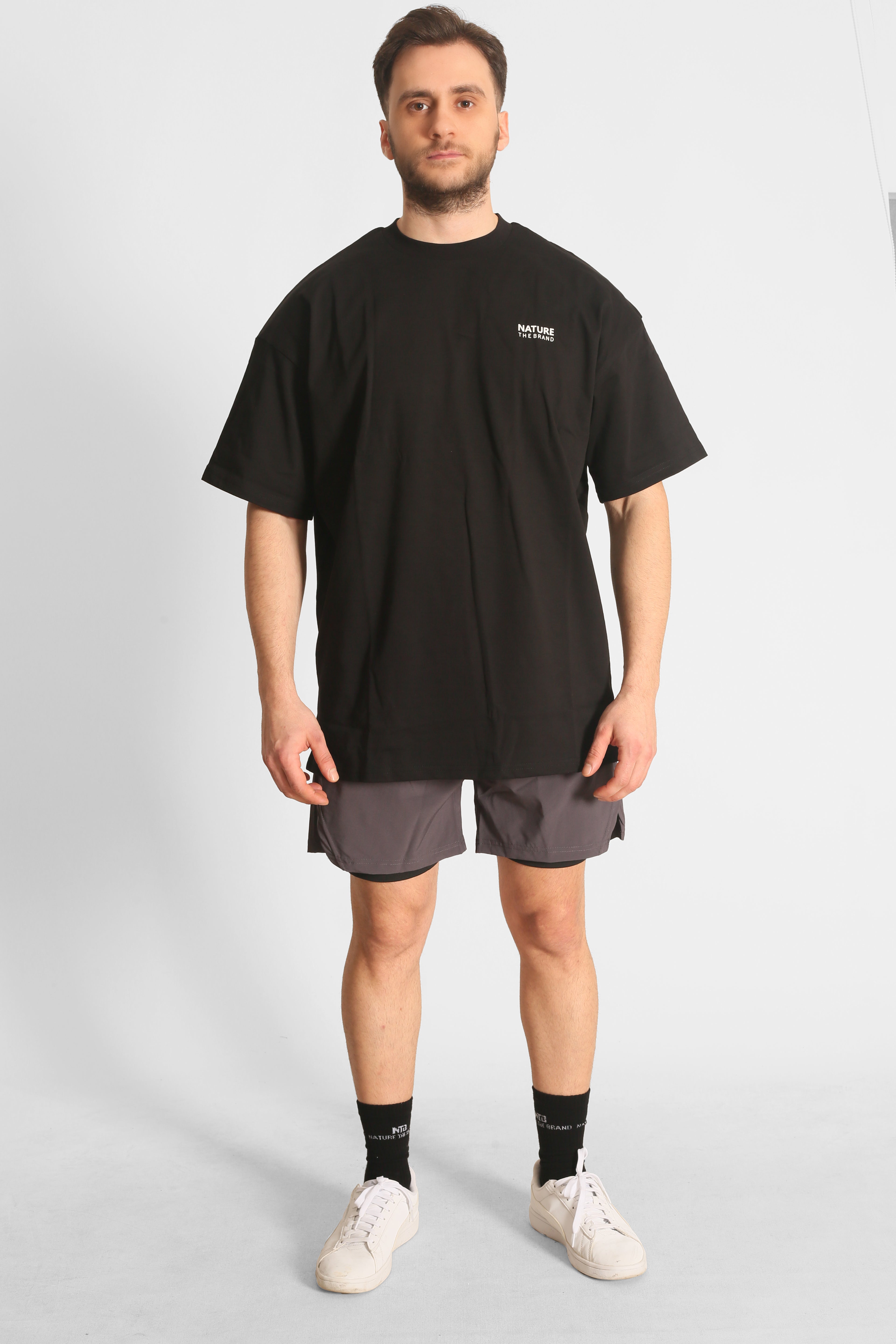 NTB Oversize-T-Shirt mit Rückendruck, Schwarz