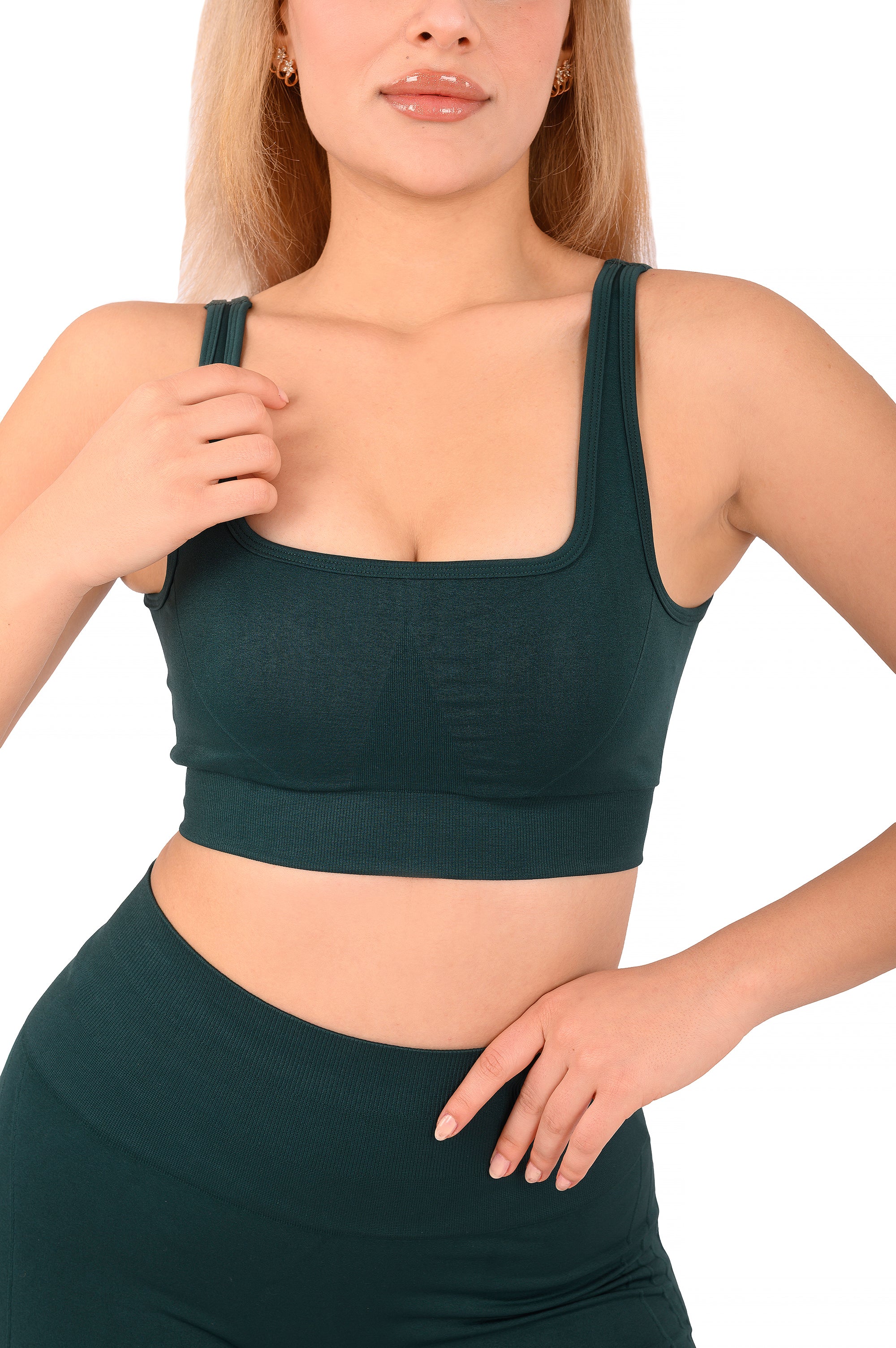 Dikişsiz Sculpt Sporcu Sütyeni Orman Yeşili