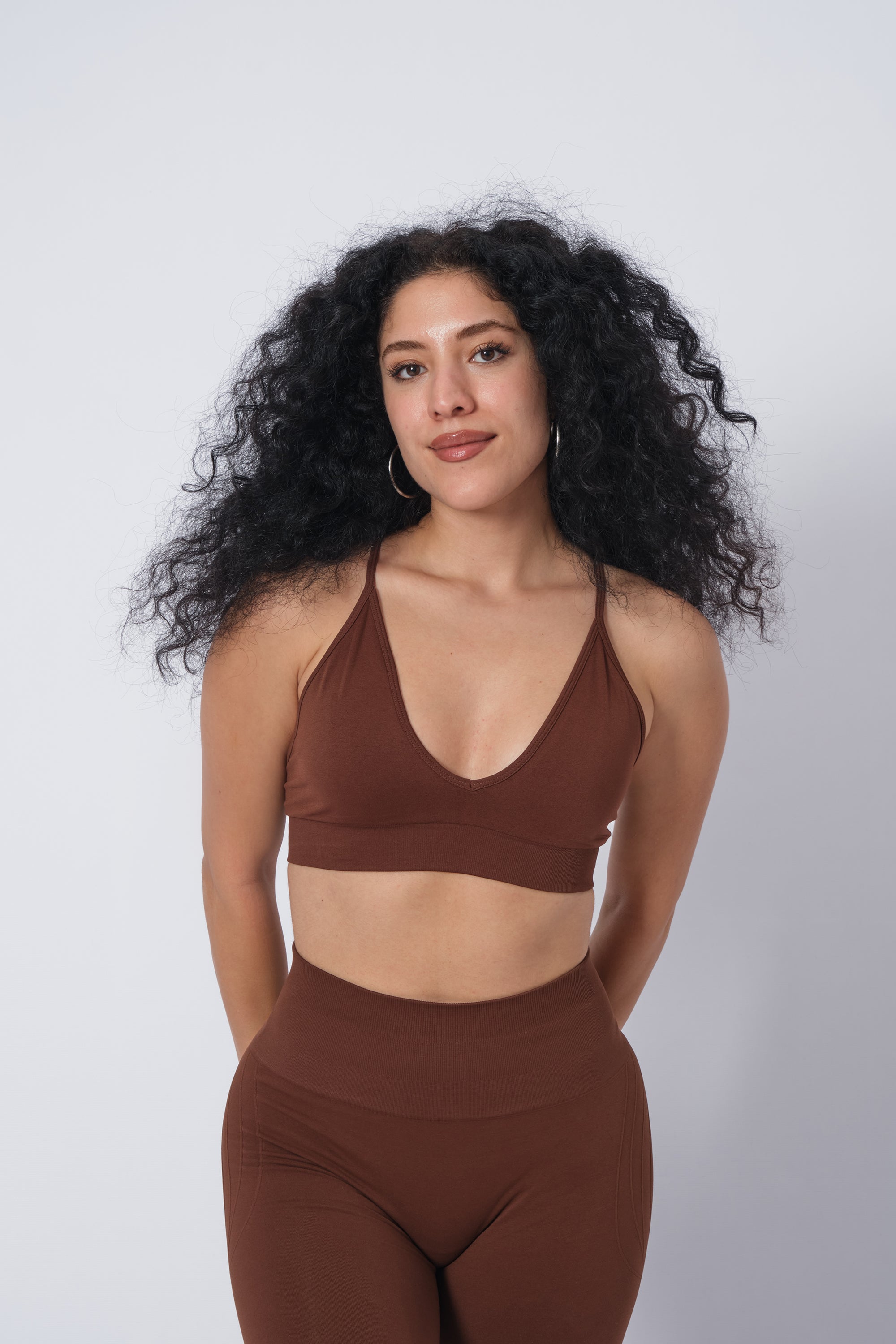 İp Askılı Sporcu Sütyeni Bra Kahverengi