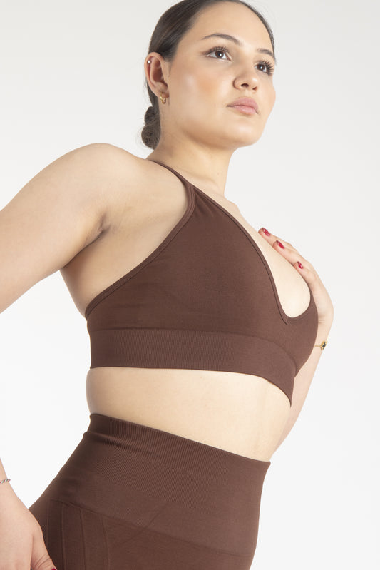 İp Askılı Sporcu Sütyeni Bra Kahverengi