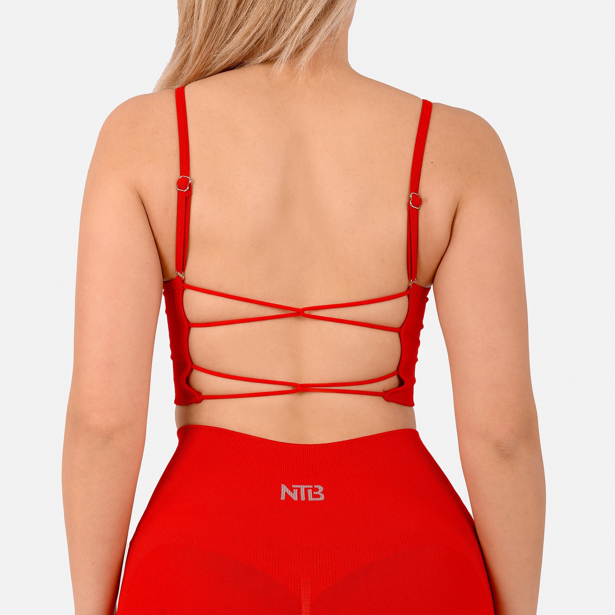 Sırt Dekolteli Dikişsiz Sporcu Sutyeni Kırmızı