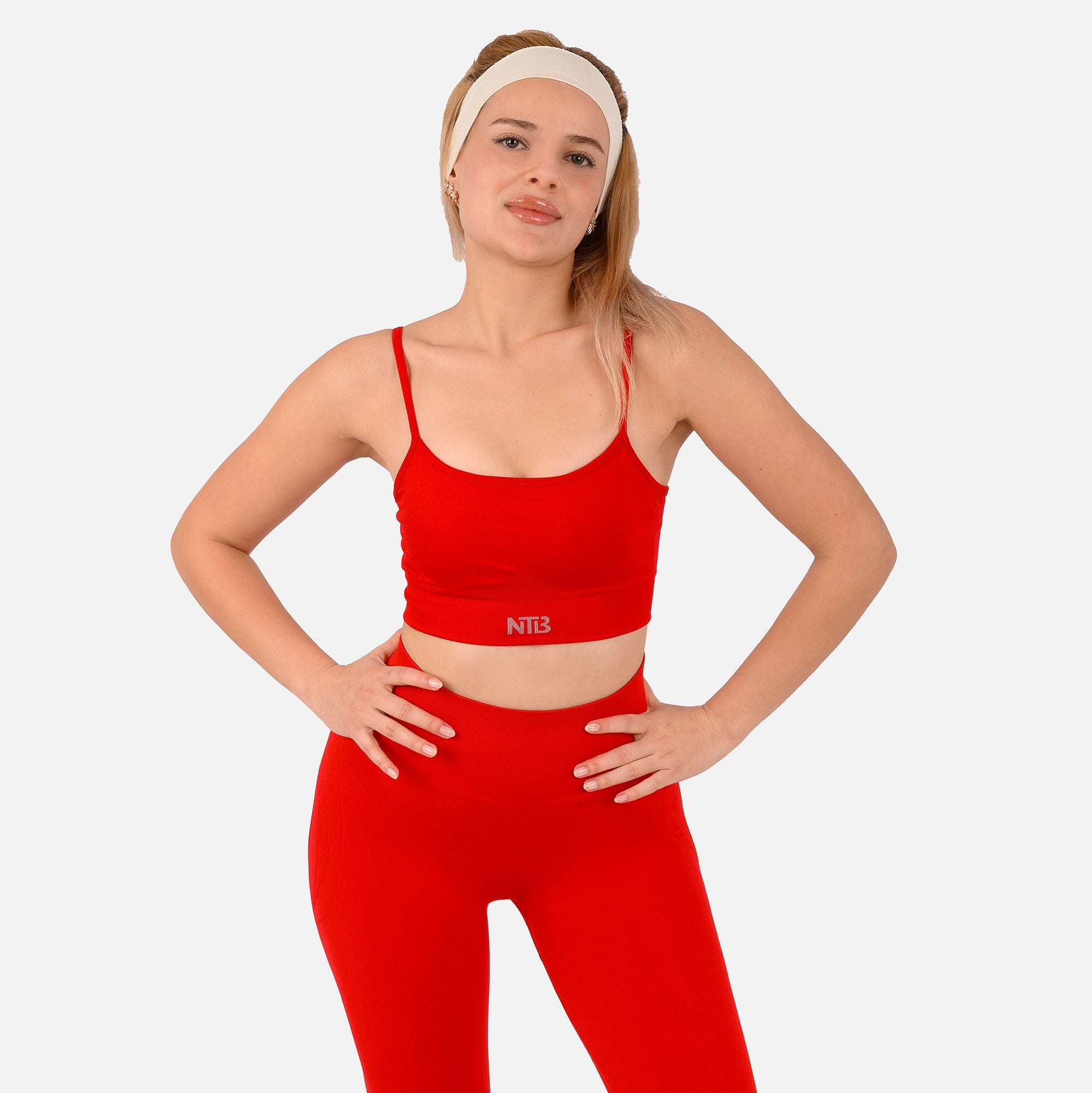 Sırt Dekolteli Dikişsiz Sporcu Sutyeni Kırmızı