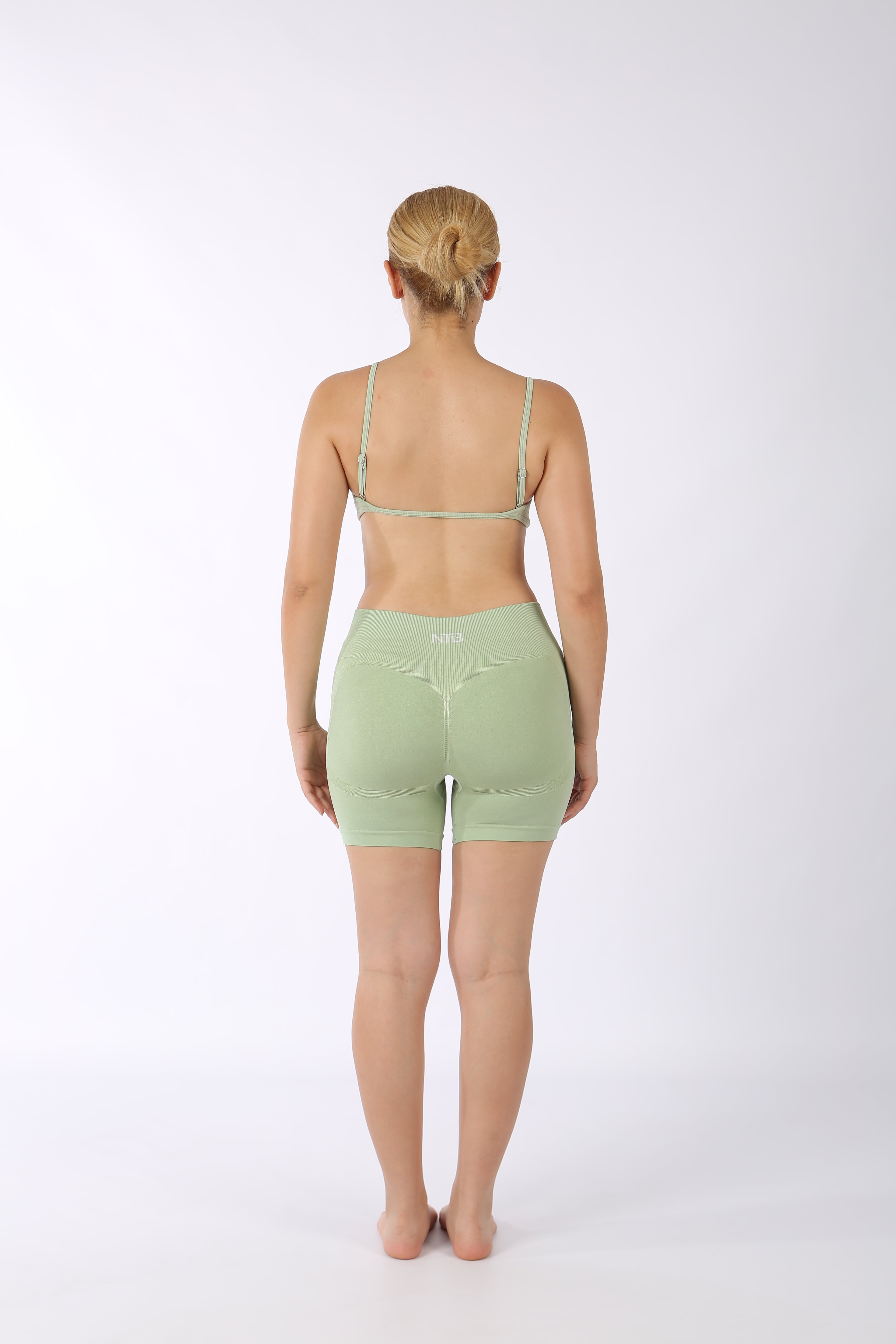 Düşük Bel Büzgülü Kısa Tayt Light Green