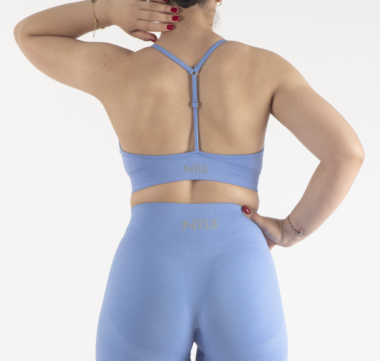 İp Askılı V Sırt Detaylı Sporcu Sutyeni Gök Mavisi