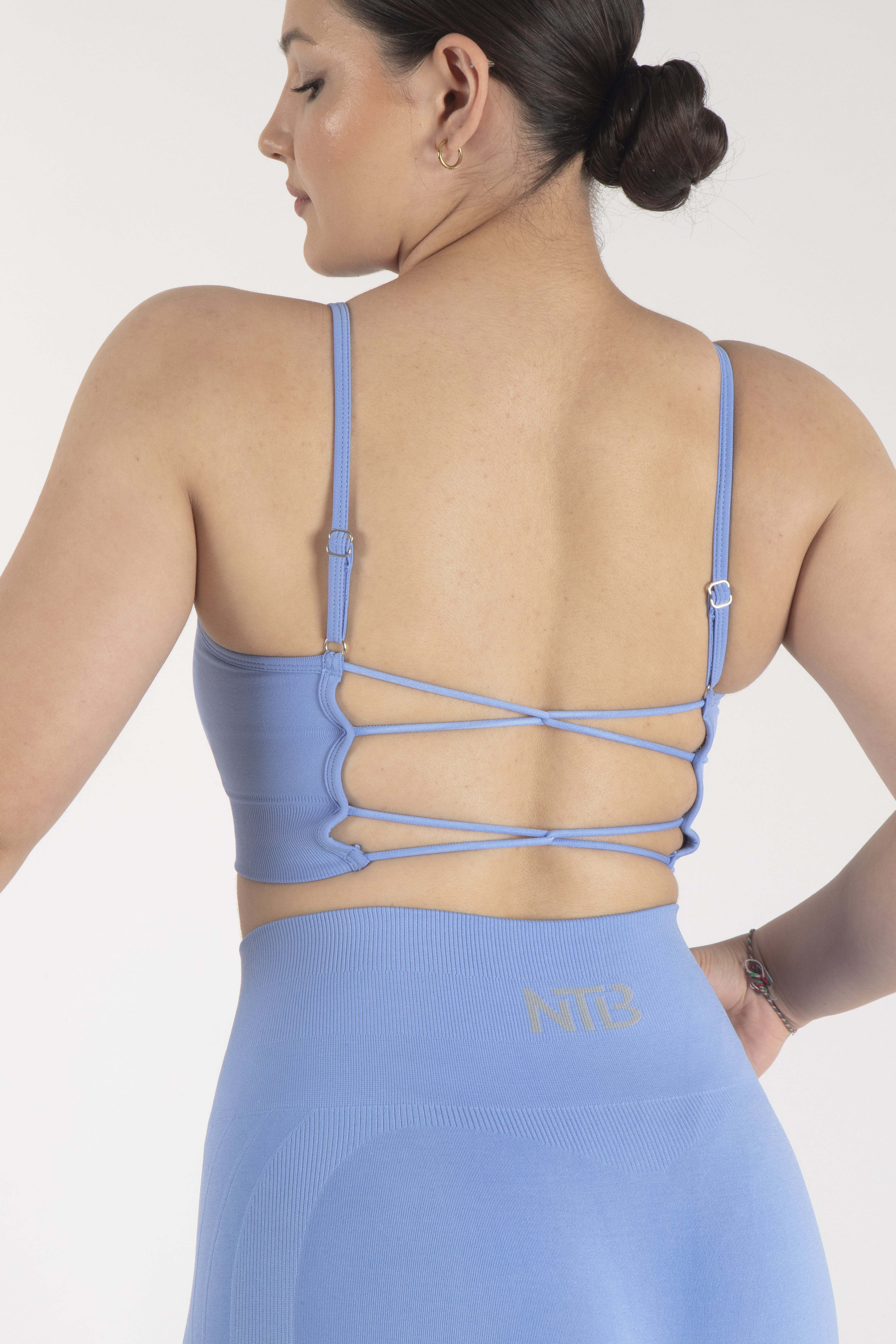 Sırt Dekolteli Dikişsiz Sporcu Sutyeni Mavi