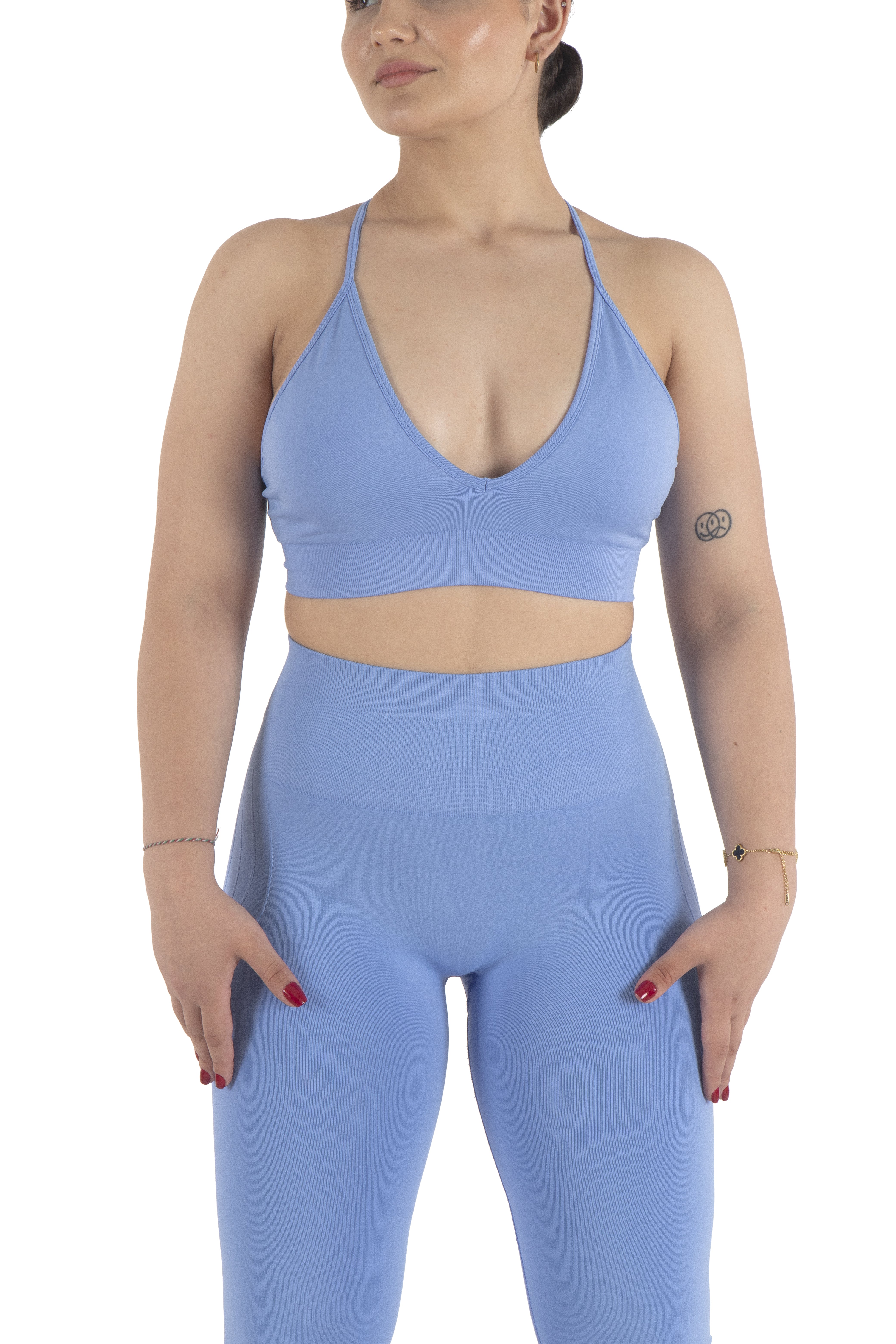 İp Askılı V Sırt Detaylı Sporcu Sutyeni Gök Mavisi