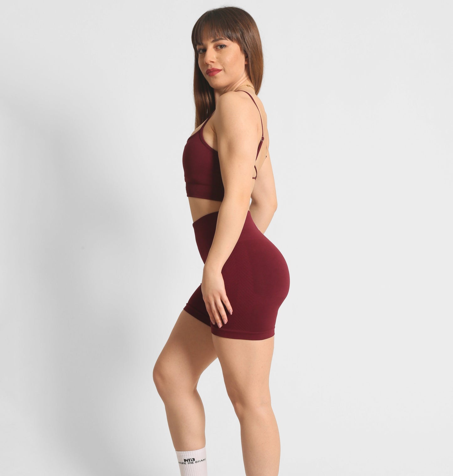 Push-Up Büzgülü Kısa Spor Şort Vişne Çürüğü