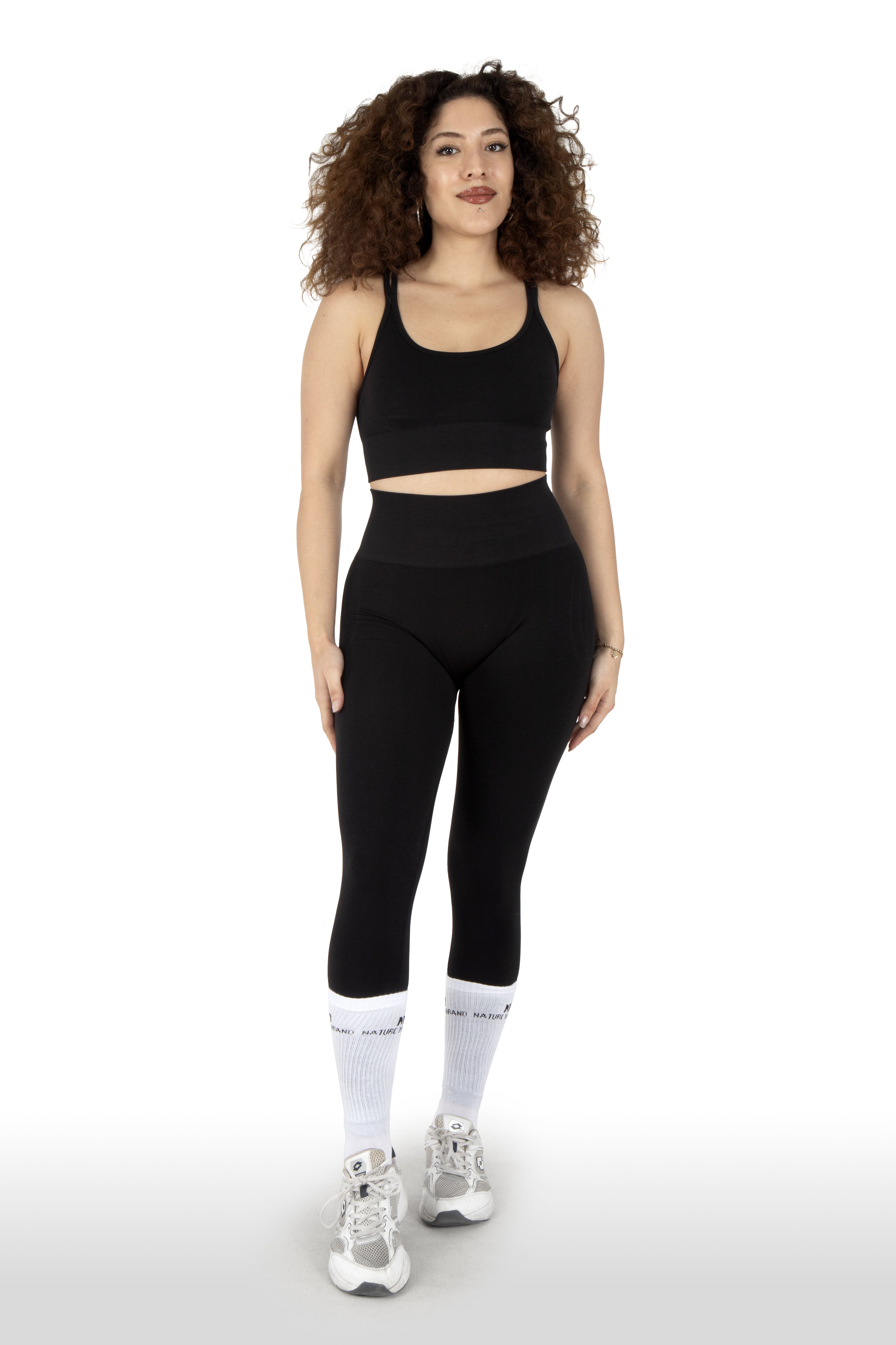 NTB High Waist Hip Slimming Seamless Scrunch Leggings Black