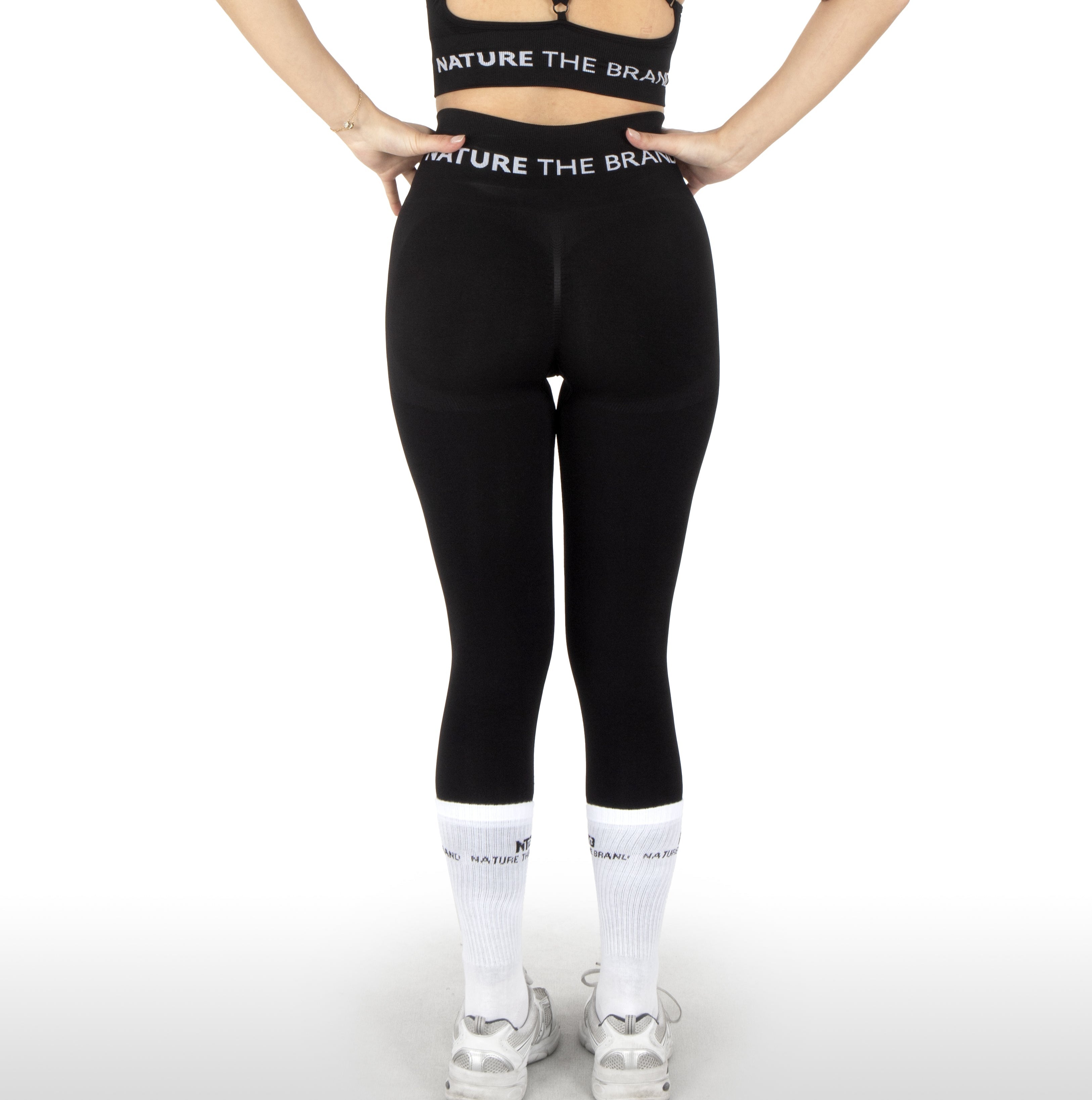 NTB High Waist Hip Slimming Seamless Scrunch Leggings Black
