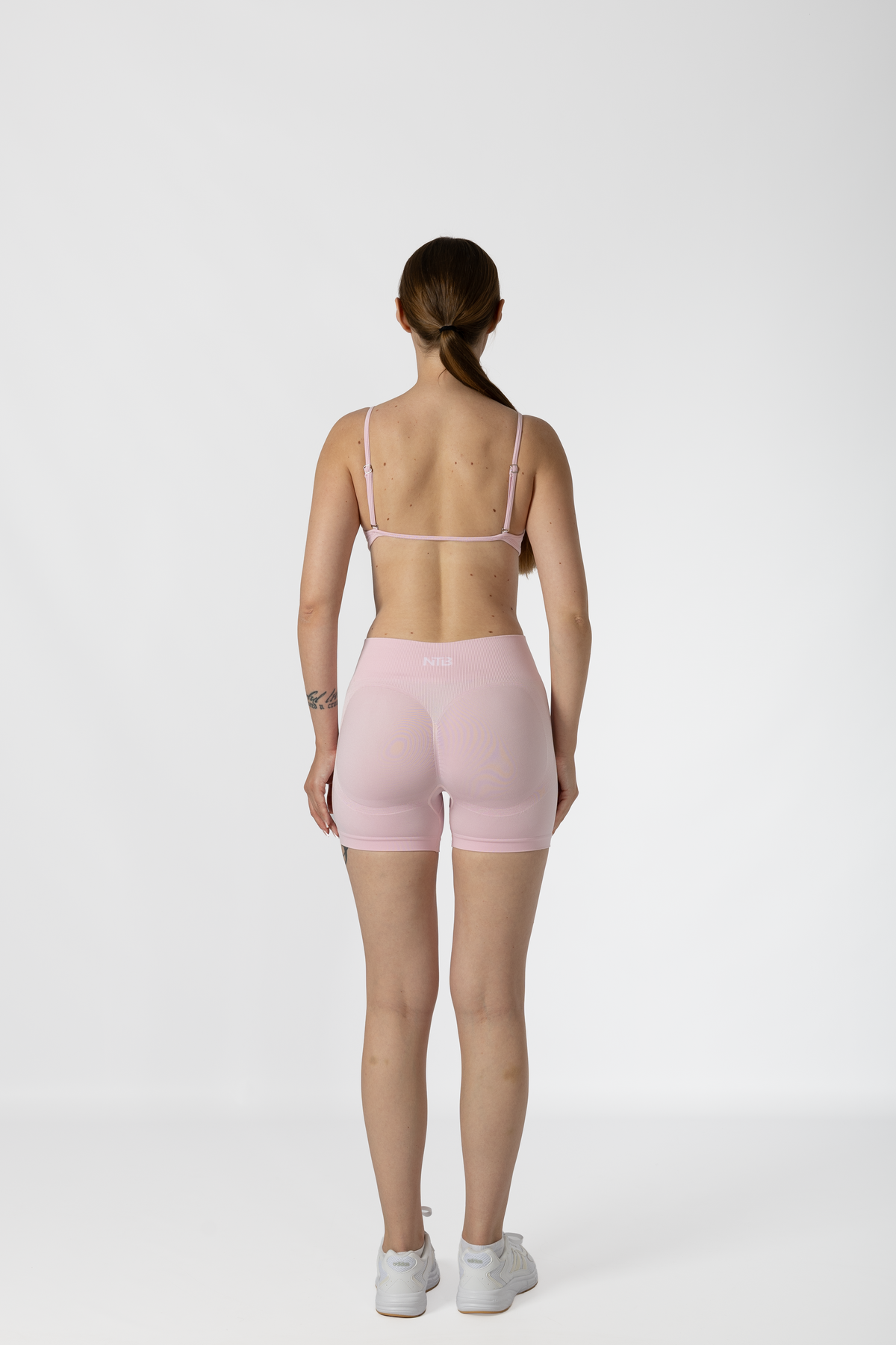 Düşük Bel Tayt Kısa Büzgülü Baby Pink