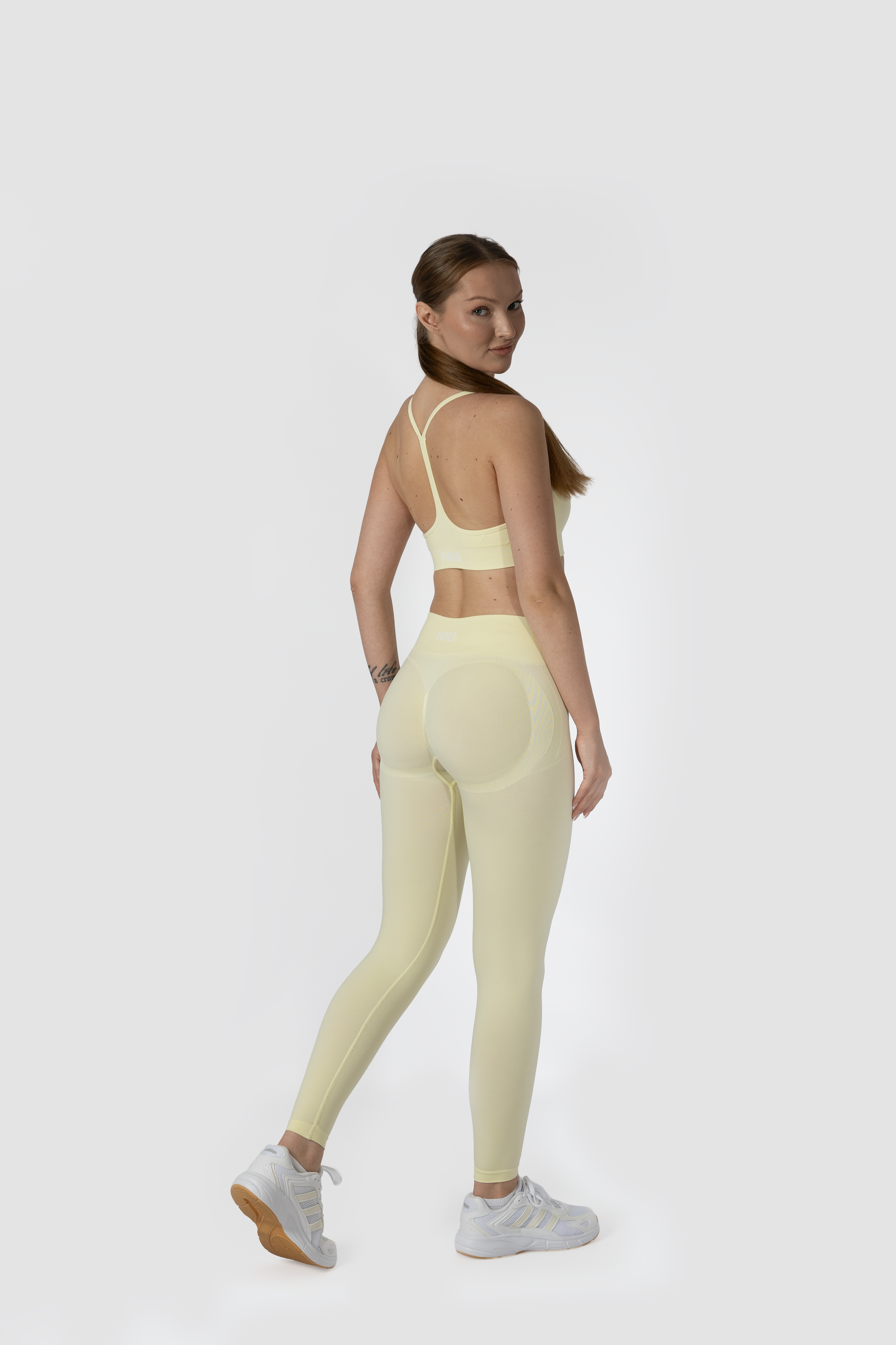 Düşük Bel Tayt Büzgülü Kalça Toparlayıcı Light Yellow