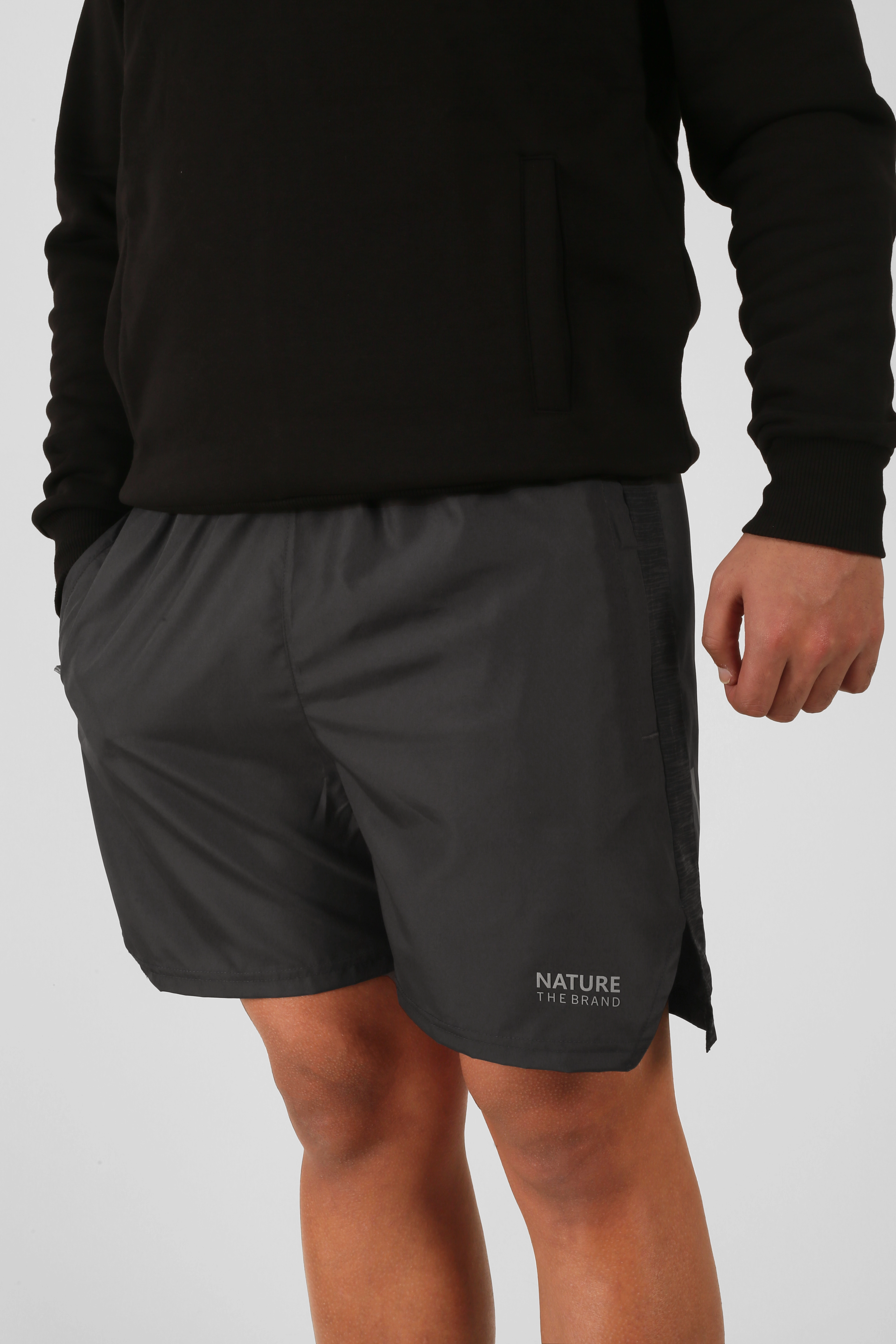 NTB Unisex Şort Çizgili Desen Detaylı Charcoal Color