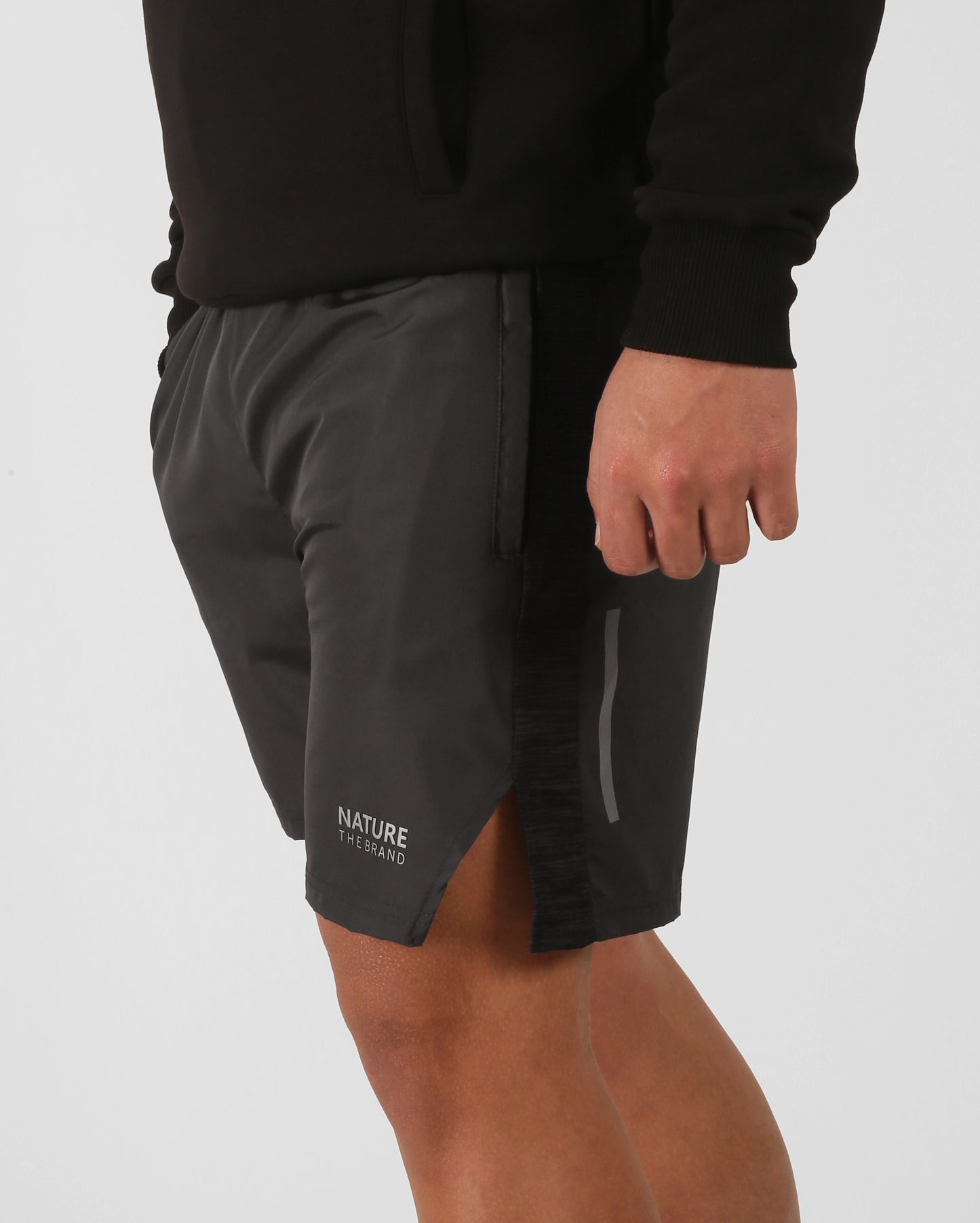 NTB Unisex Şort Çizgili Desen Detaylı Charcoal Color