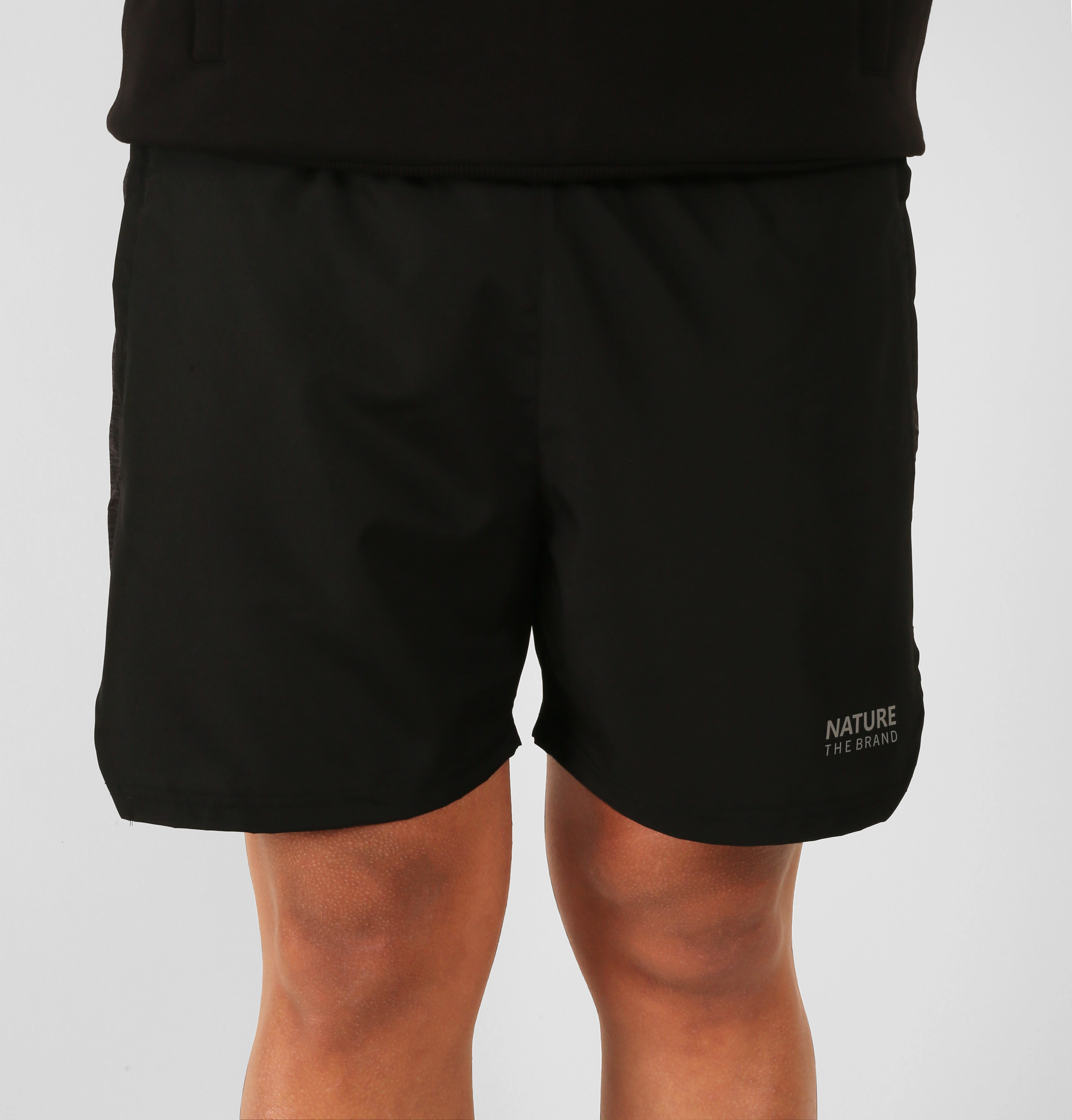 Unisex Siyah Spor Şort Çizgili Desen Detaylı