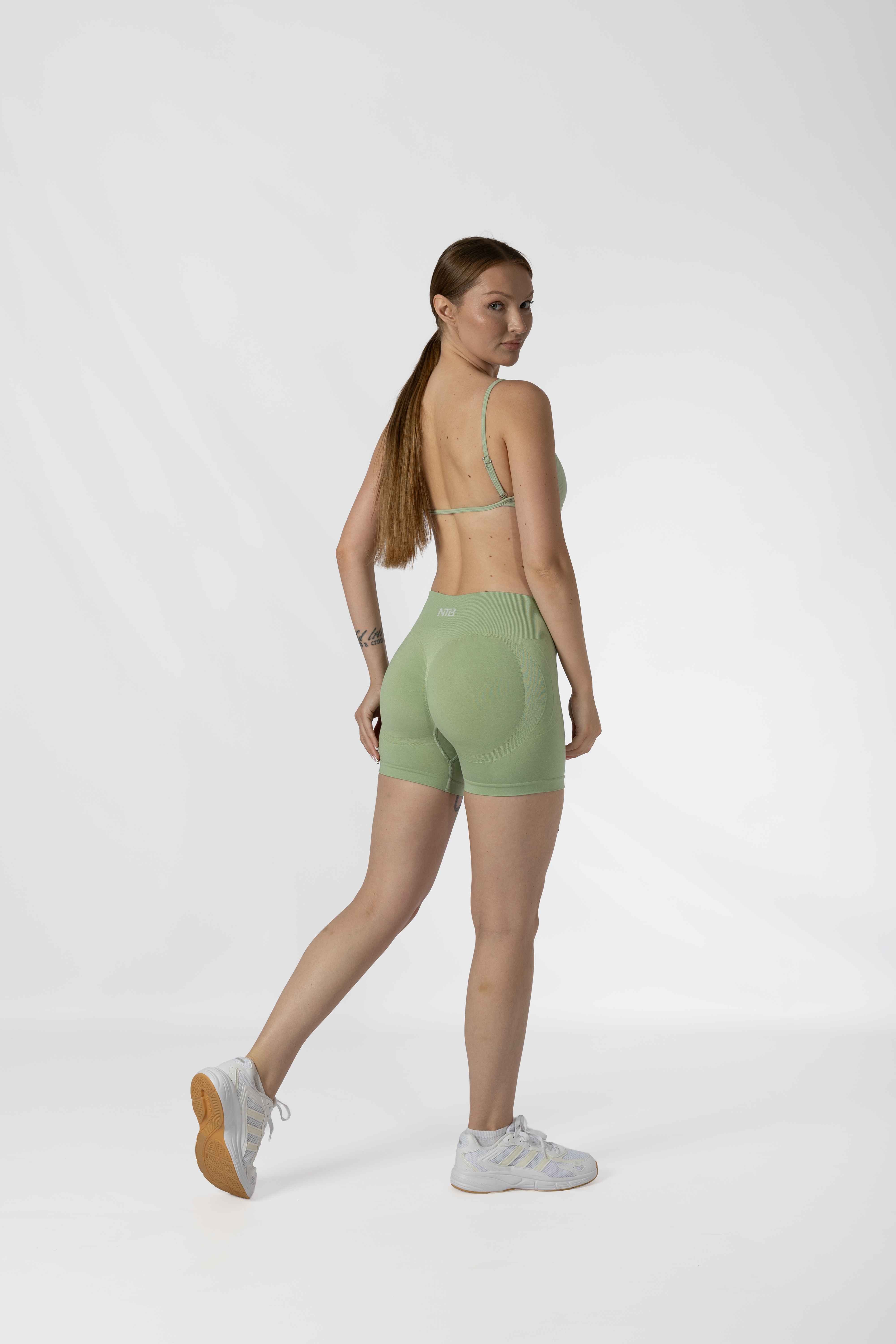 Düşük Bel Tayt Kısa Büzgülü Light Green