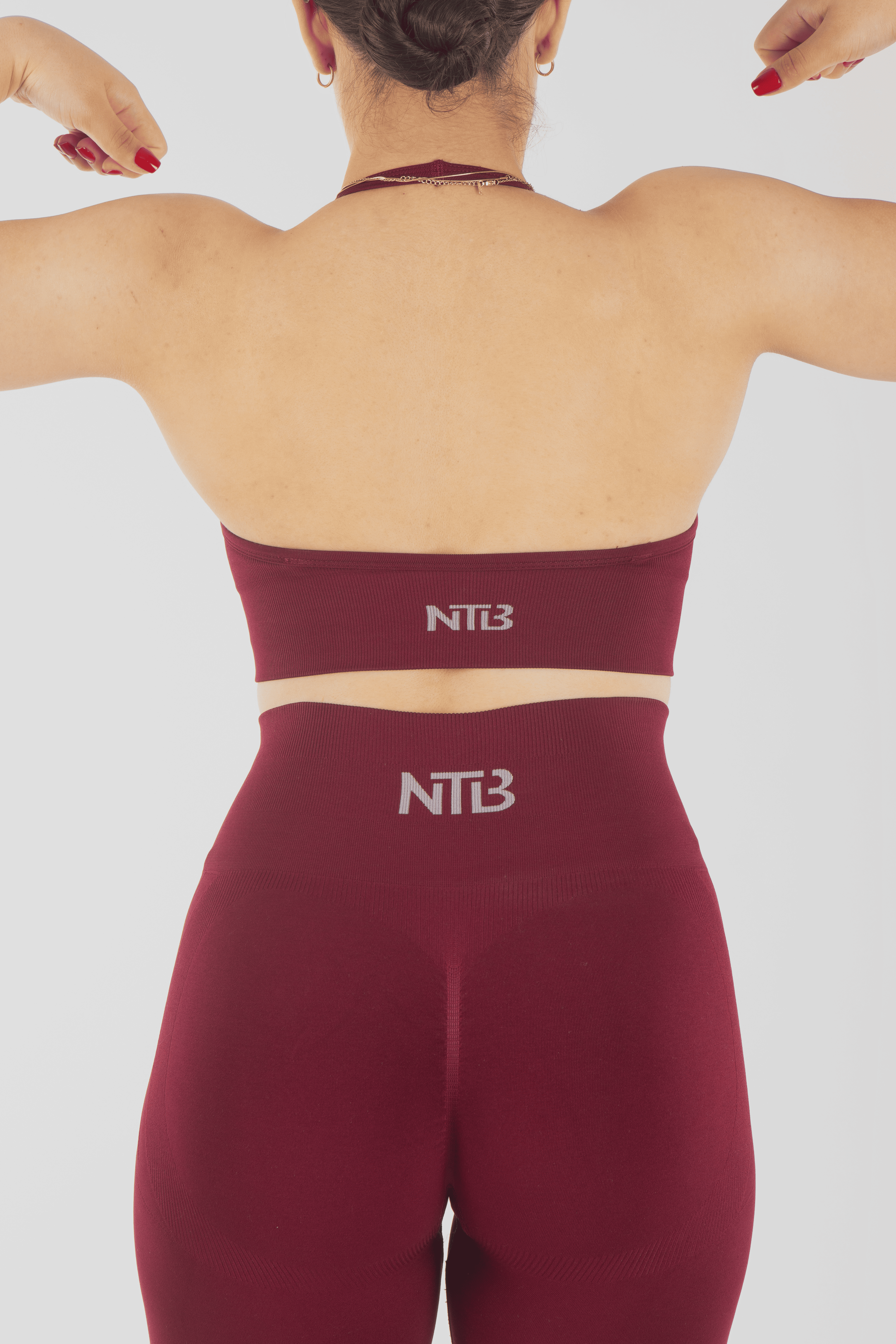 Sırt Dekolteli Sporcu Sutyeni Neckholder Bra Vişne Çürüğü