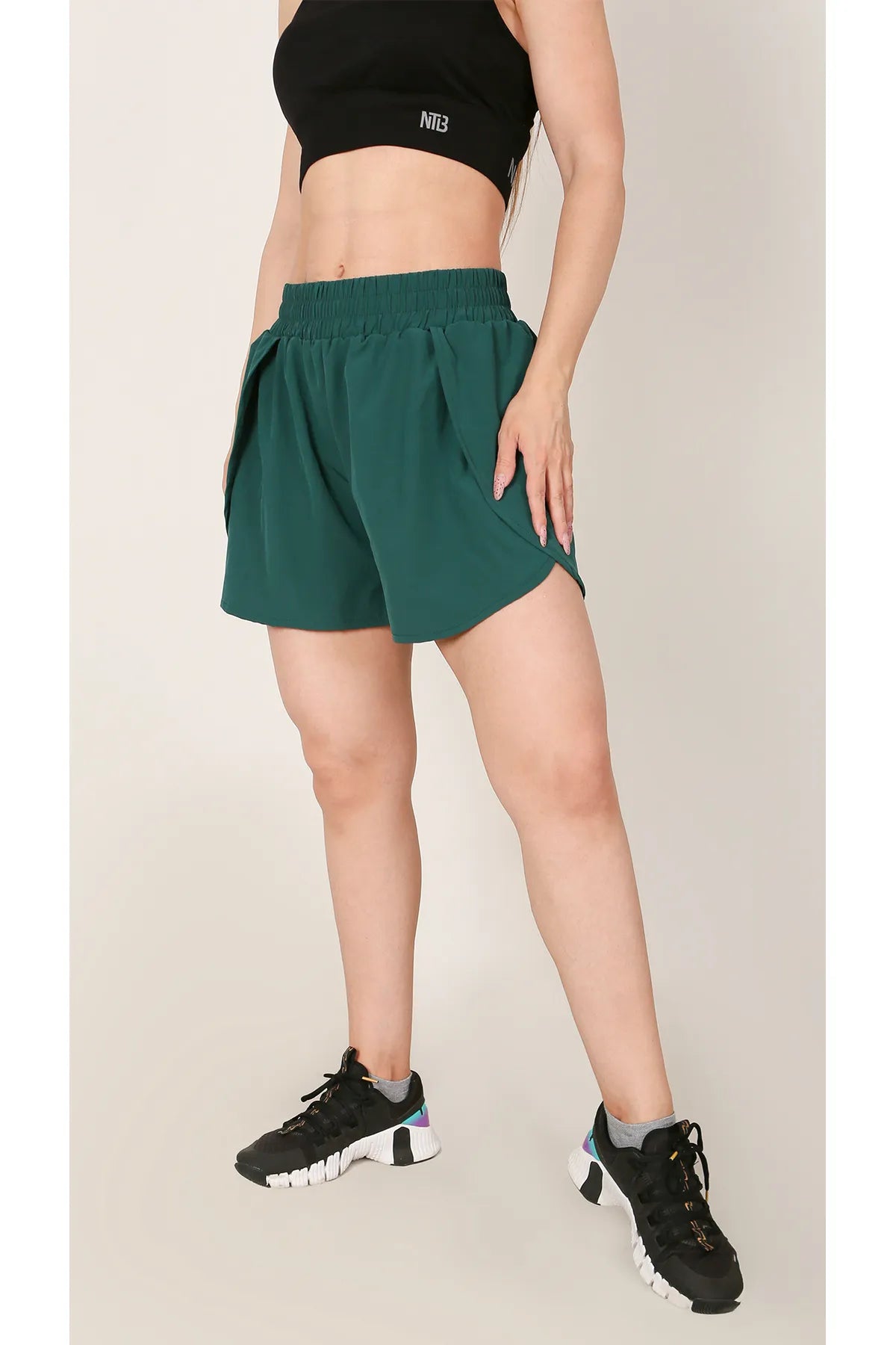 Double Breasted Layered Tight Sports Shorts - Hidden Pocket Detail