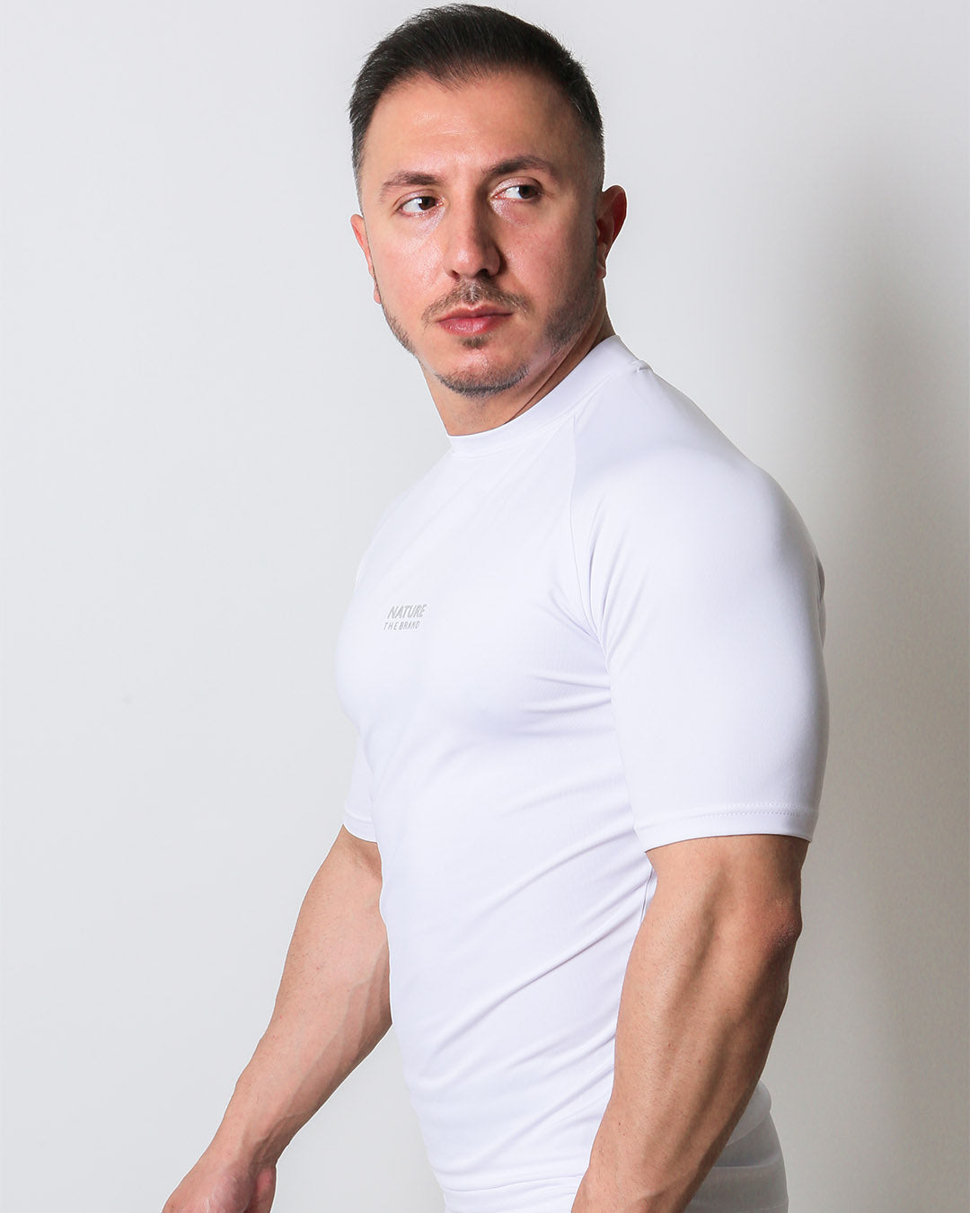 Active Muscle Fit Reglan Sleeve Performance T-Shirt Charcoal