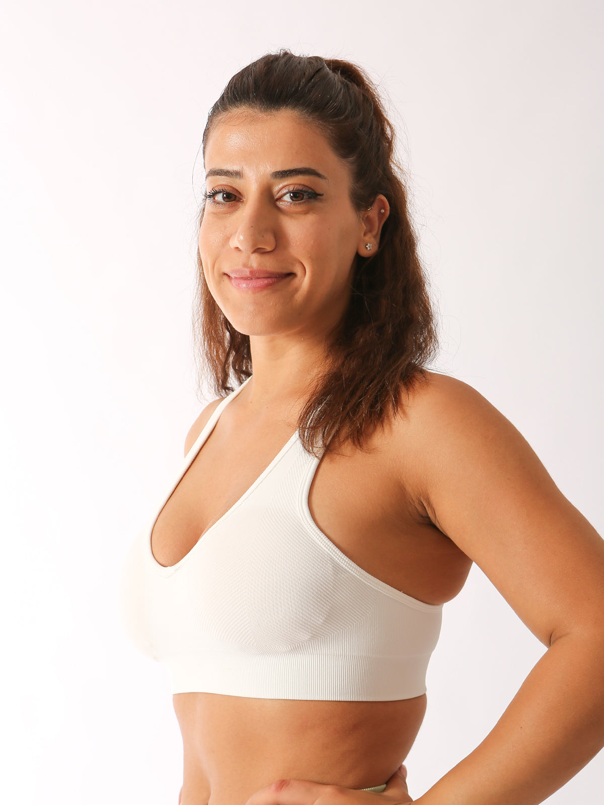Ribbed Racer Back White