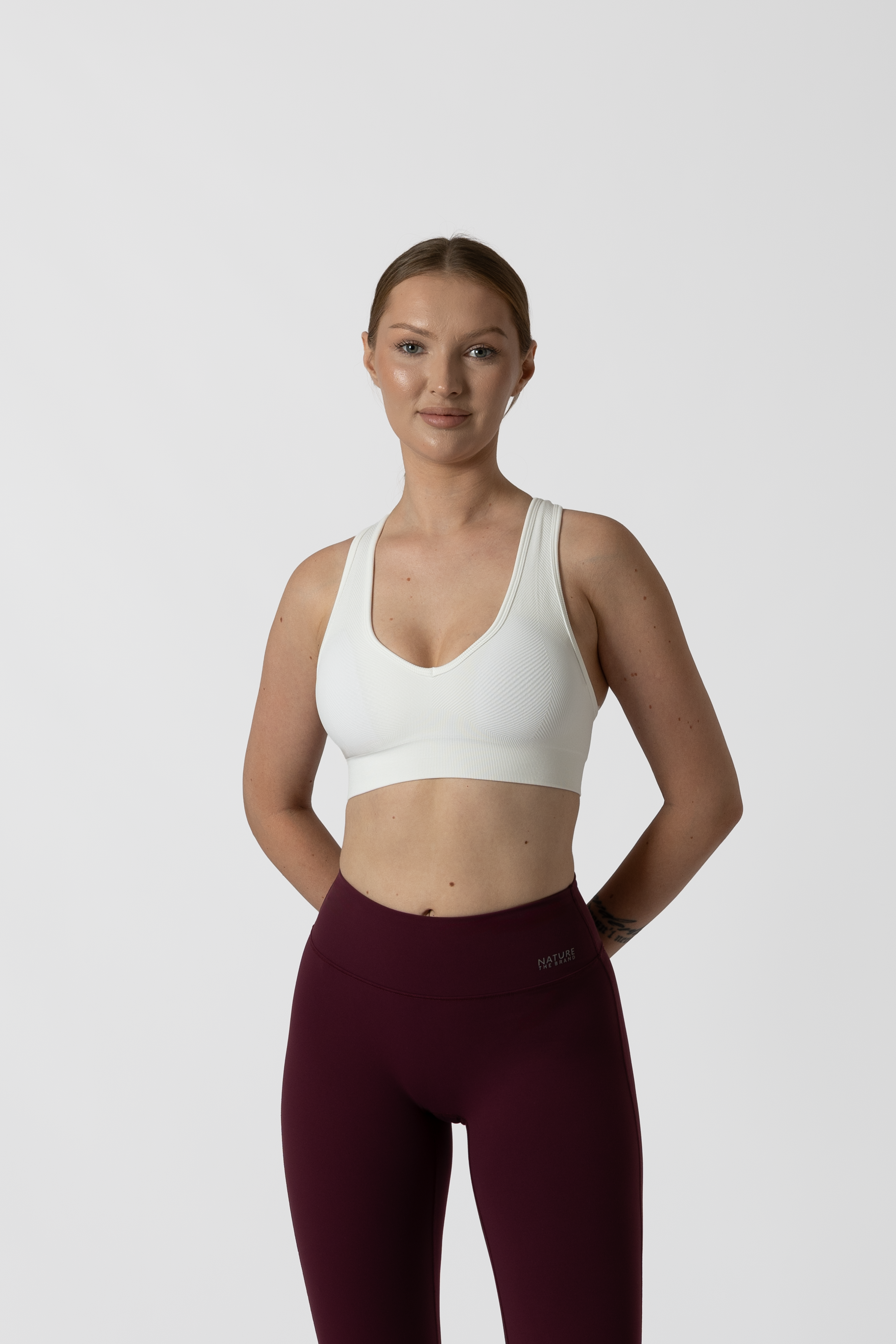 Ribbed Racer Back Bra White