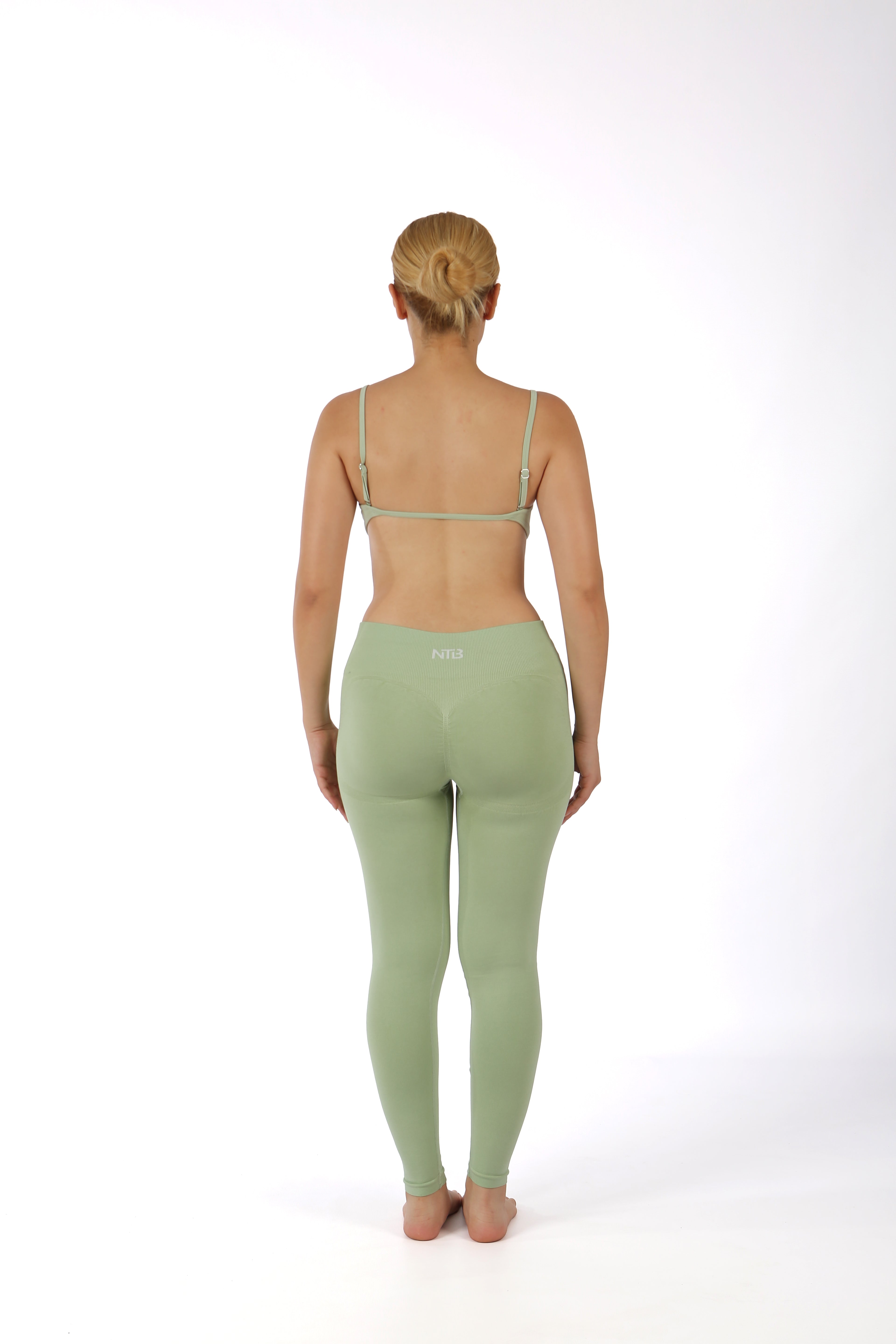 Düşük Bel Büzgülü Kalça Toparlayıcı Tayt Light Green