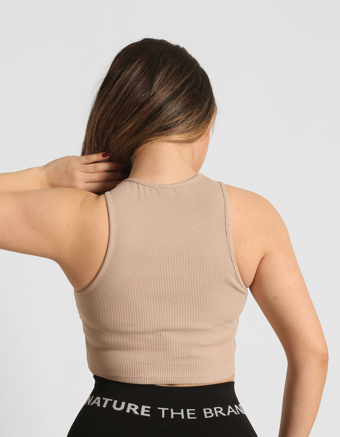 NTB Cleavage Ribbed Top Taupe