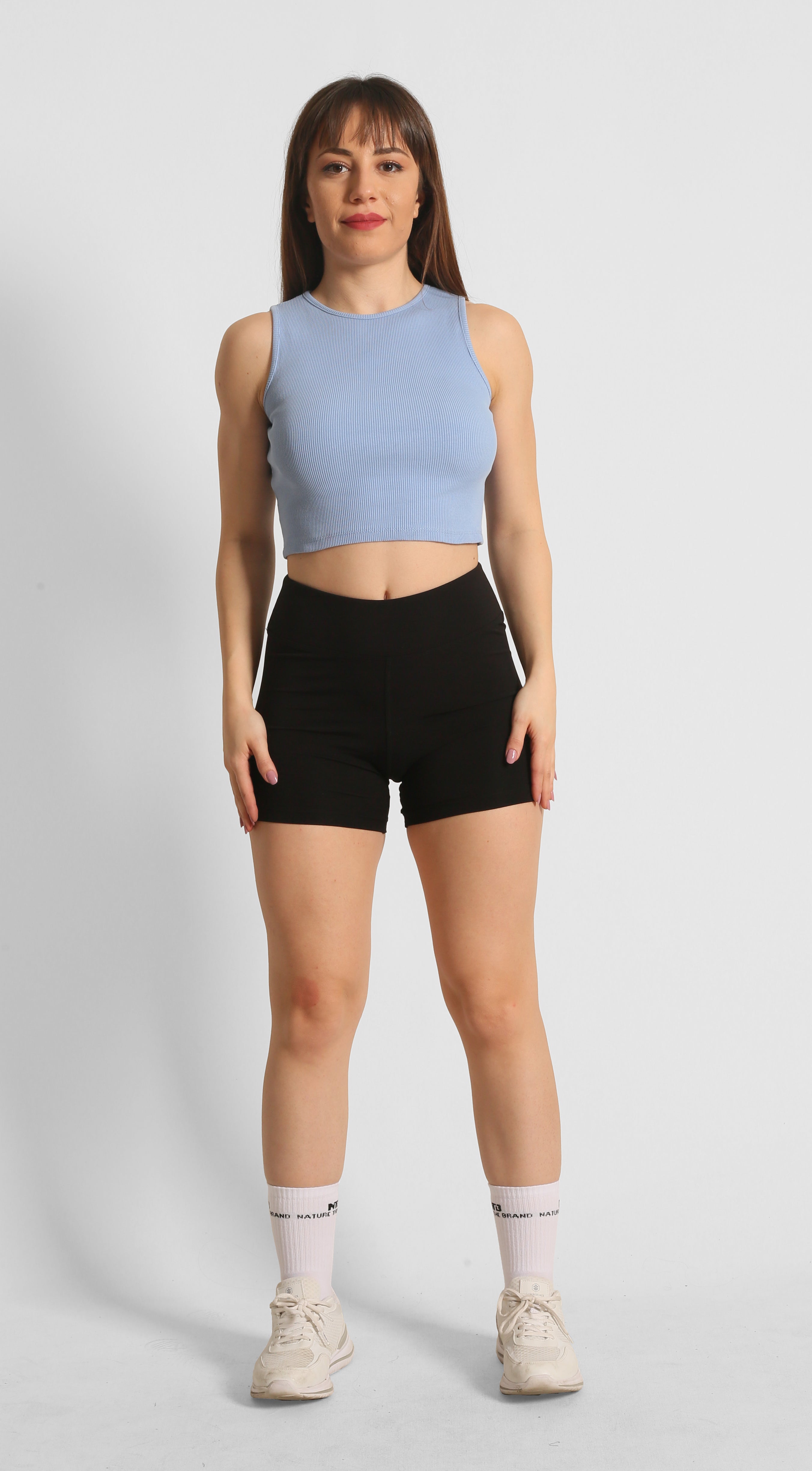 NTB Crop Ribbed Top Blue