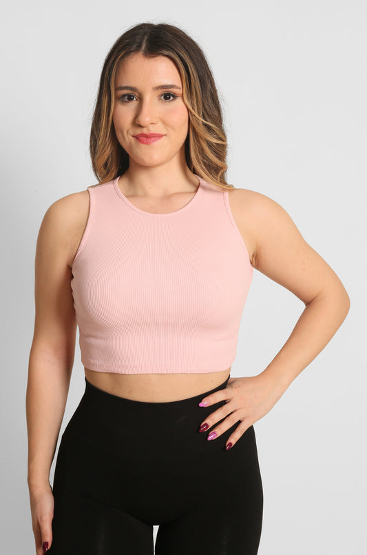 NTB Crop Ribbed Top Pink