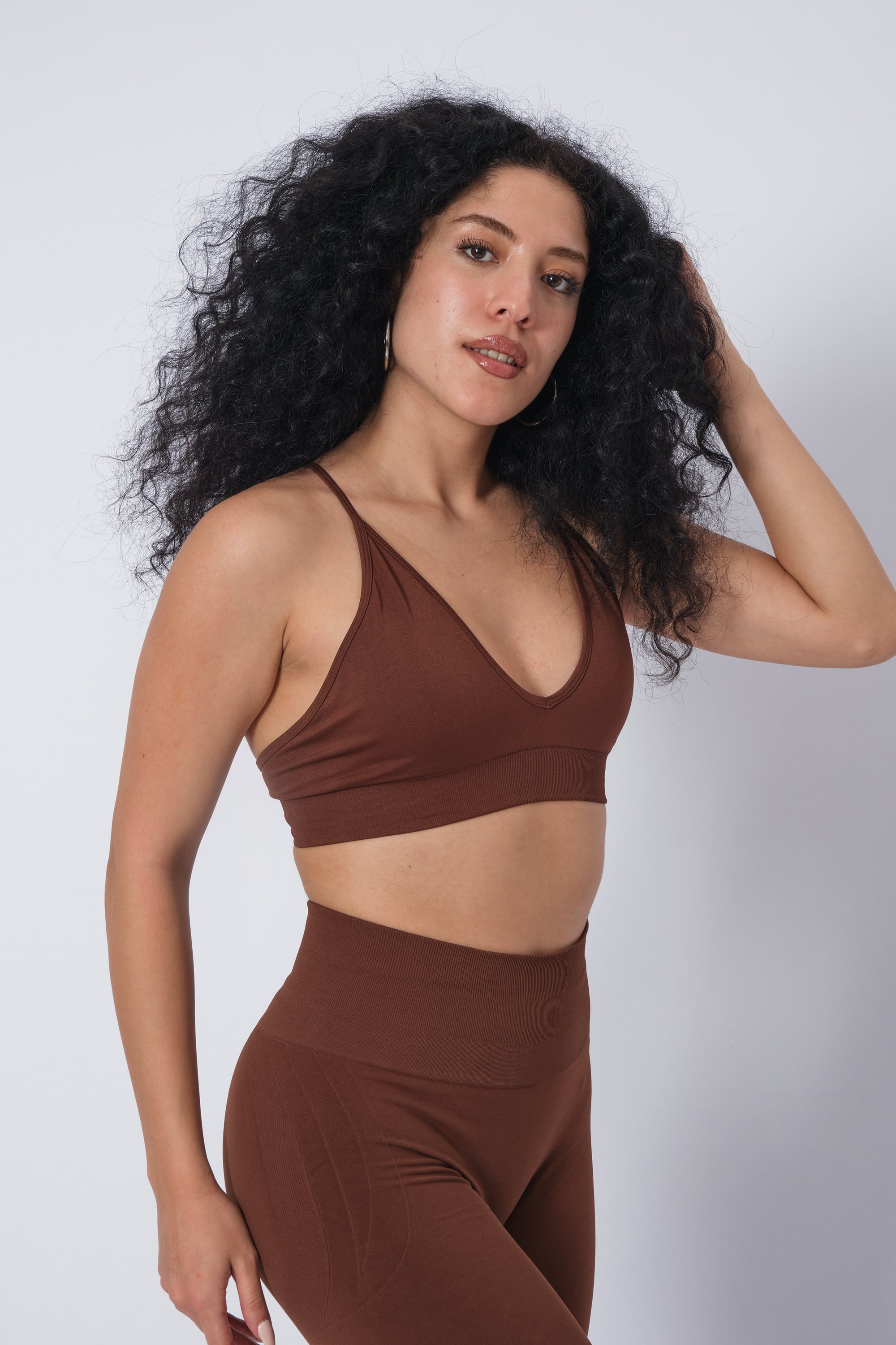 İp Askılı Sporcu Sütyeni Bra Kahverengi