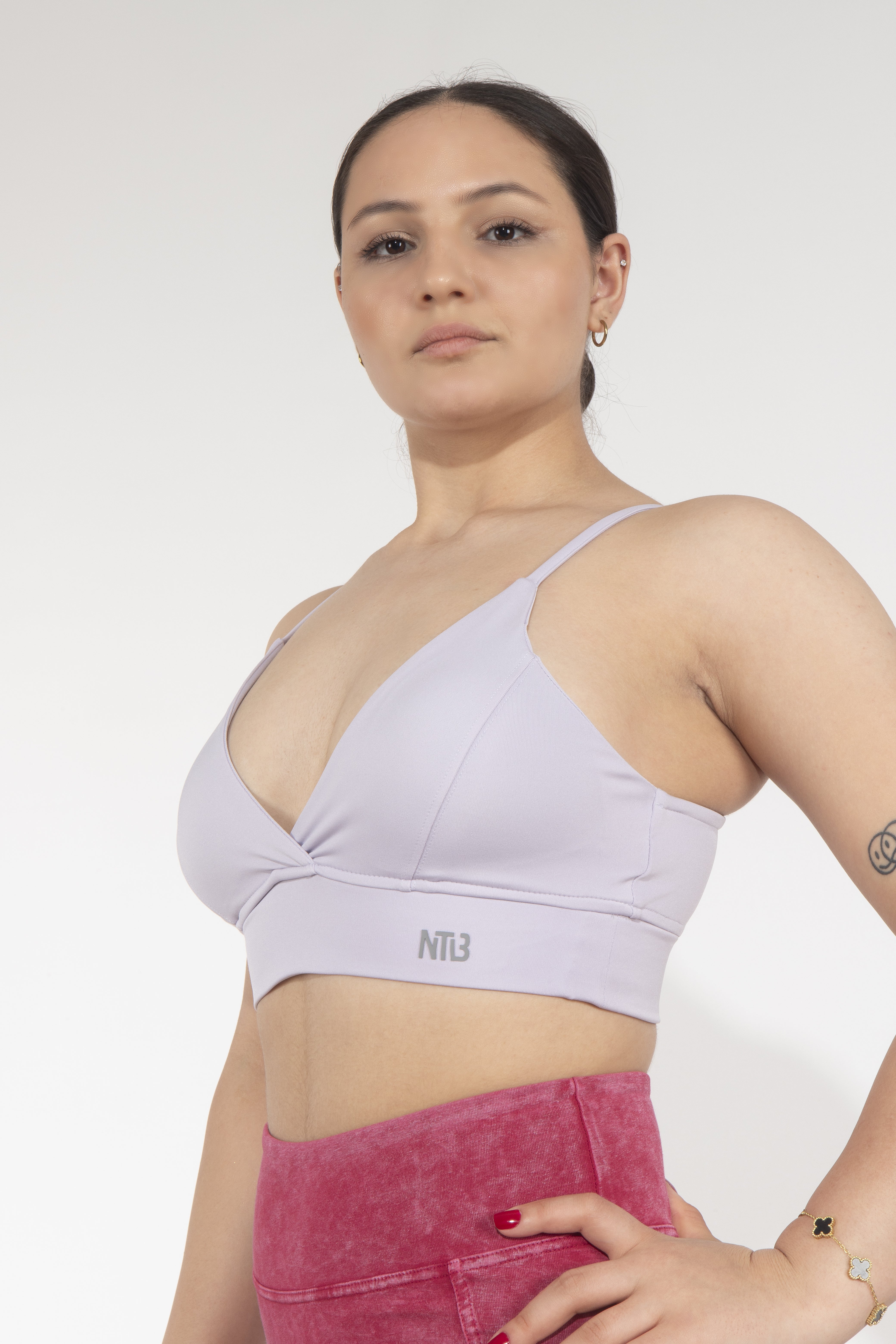 Dikişli Dekolteli Purple Sporcu Bra