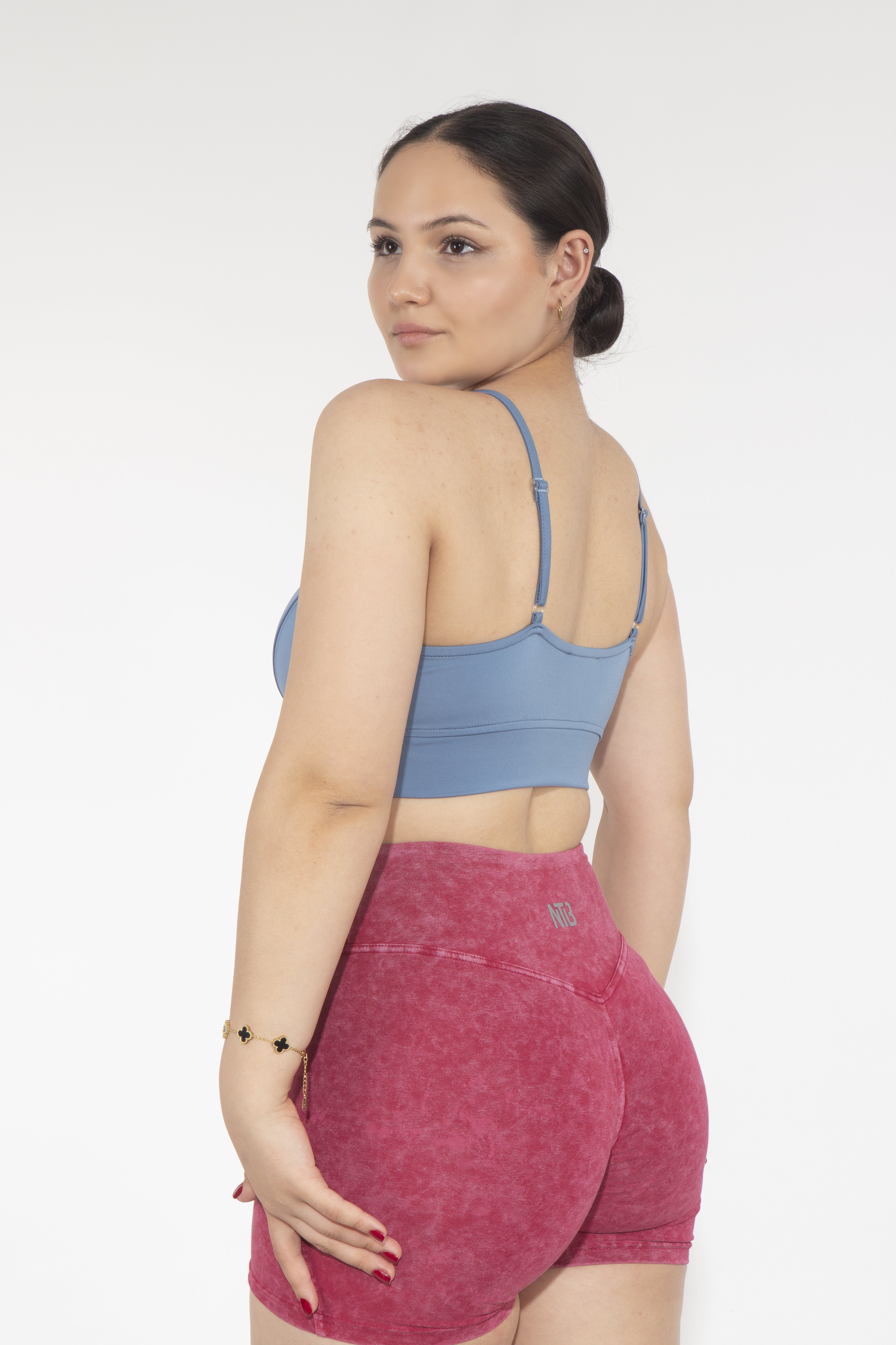 Dikişli Dekolteli Sky Blue Sporcu Bra