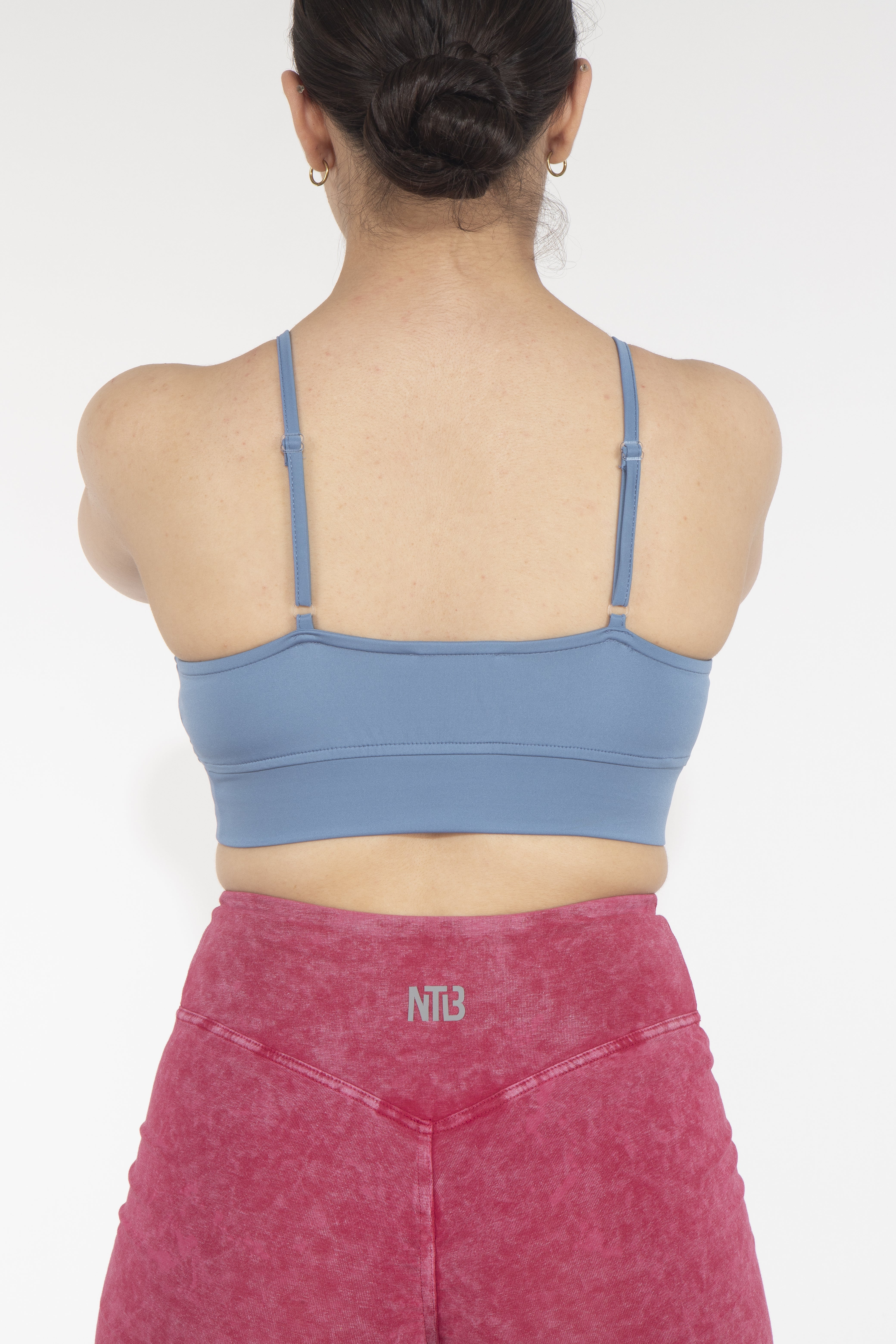 Dikişli Dekolteli Sky Blue Sporcu Bra