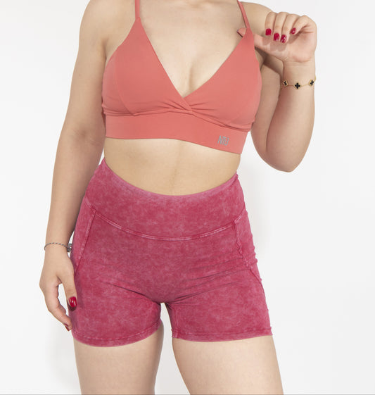 NTB Scrunch Yüksek Bel Kısa Tayt Acid Pink Color