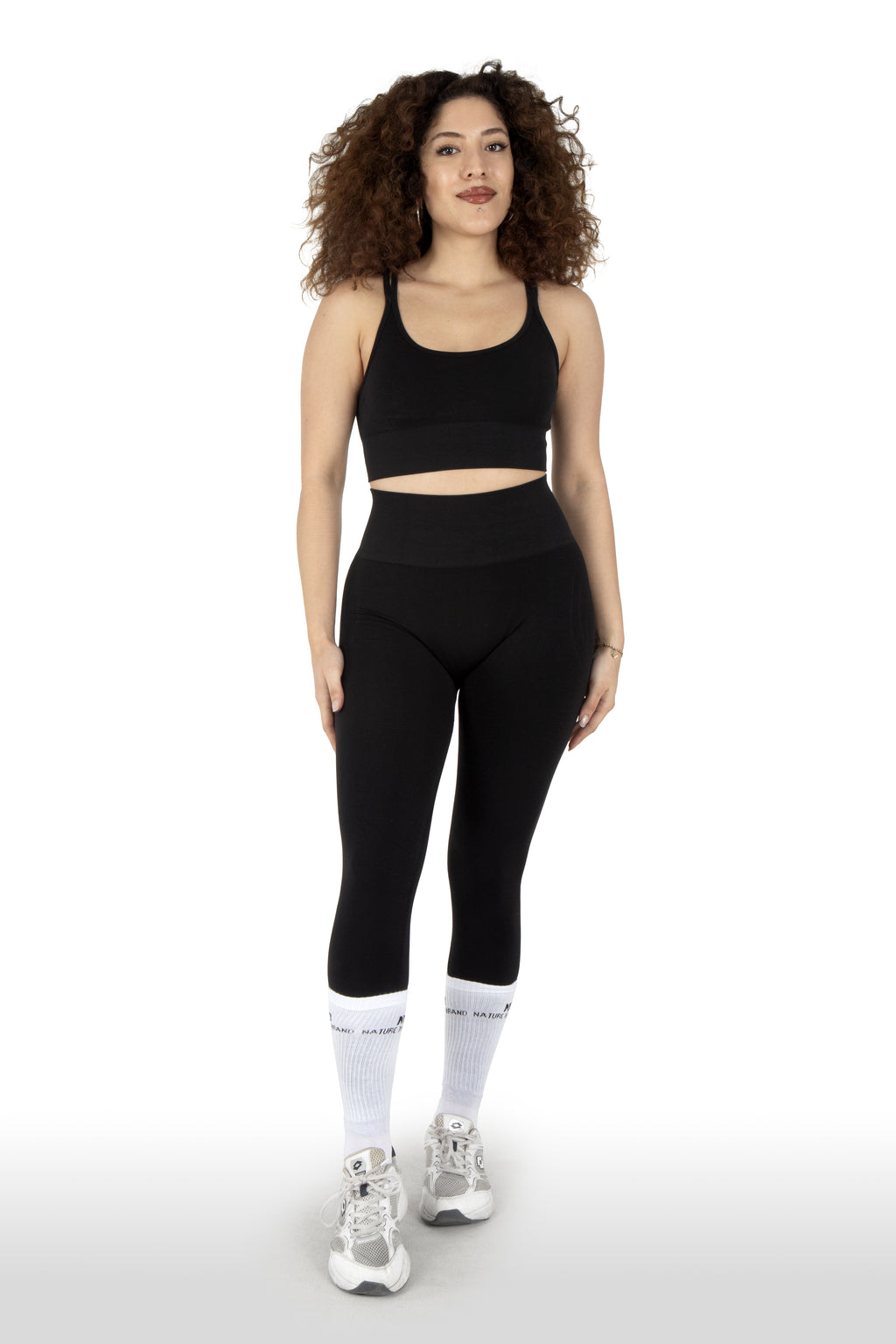 NTB High Waist Hip Enhancer Nahtlose Scrunch-Strumpfhose, Schwarz