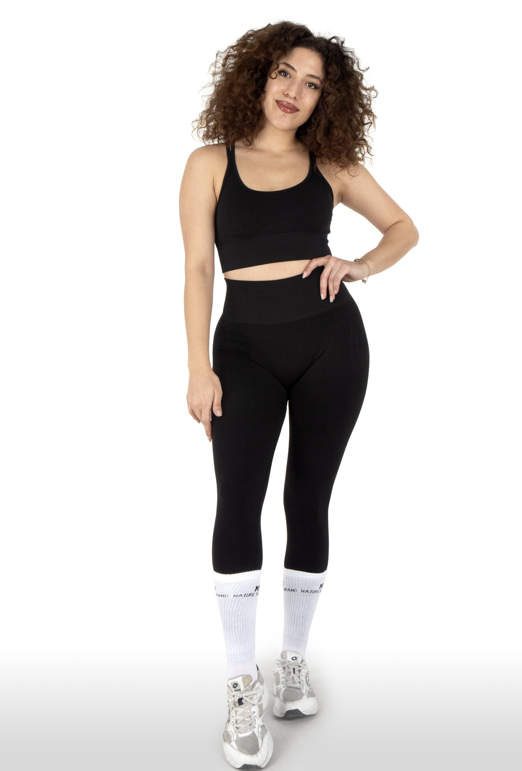 NTB High Waist Hip Enhancer Nahtlose Scrunch-Strumpfhose, Schwarz